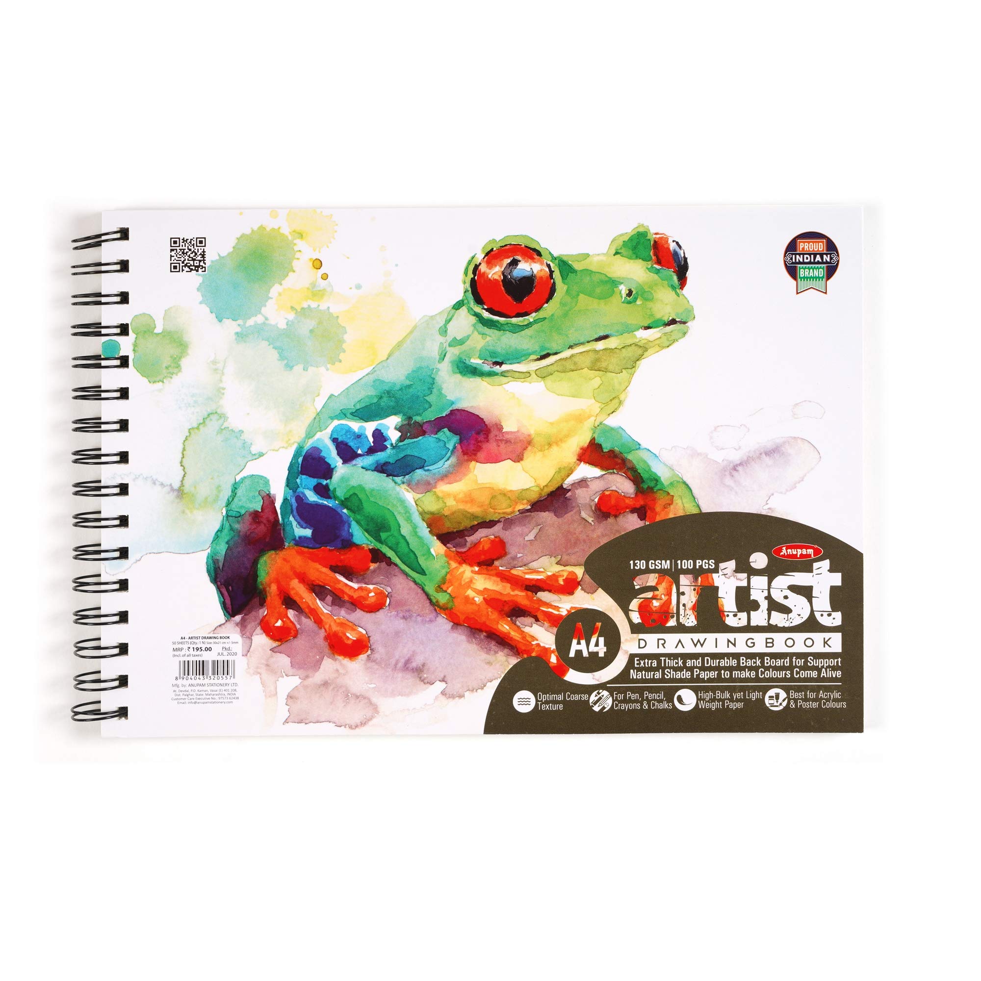 Anupam Artist Drawing Book for Sketching with Cartridge Paper for Sketching - Wiro Binding - 140GSM - 50 Sheets (A4 Size) (B08L56MQXR) Amazon Price History, Amazon Price Tracker