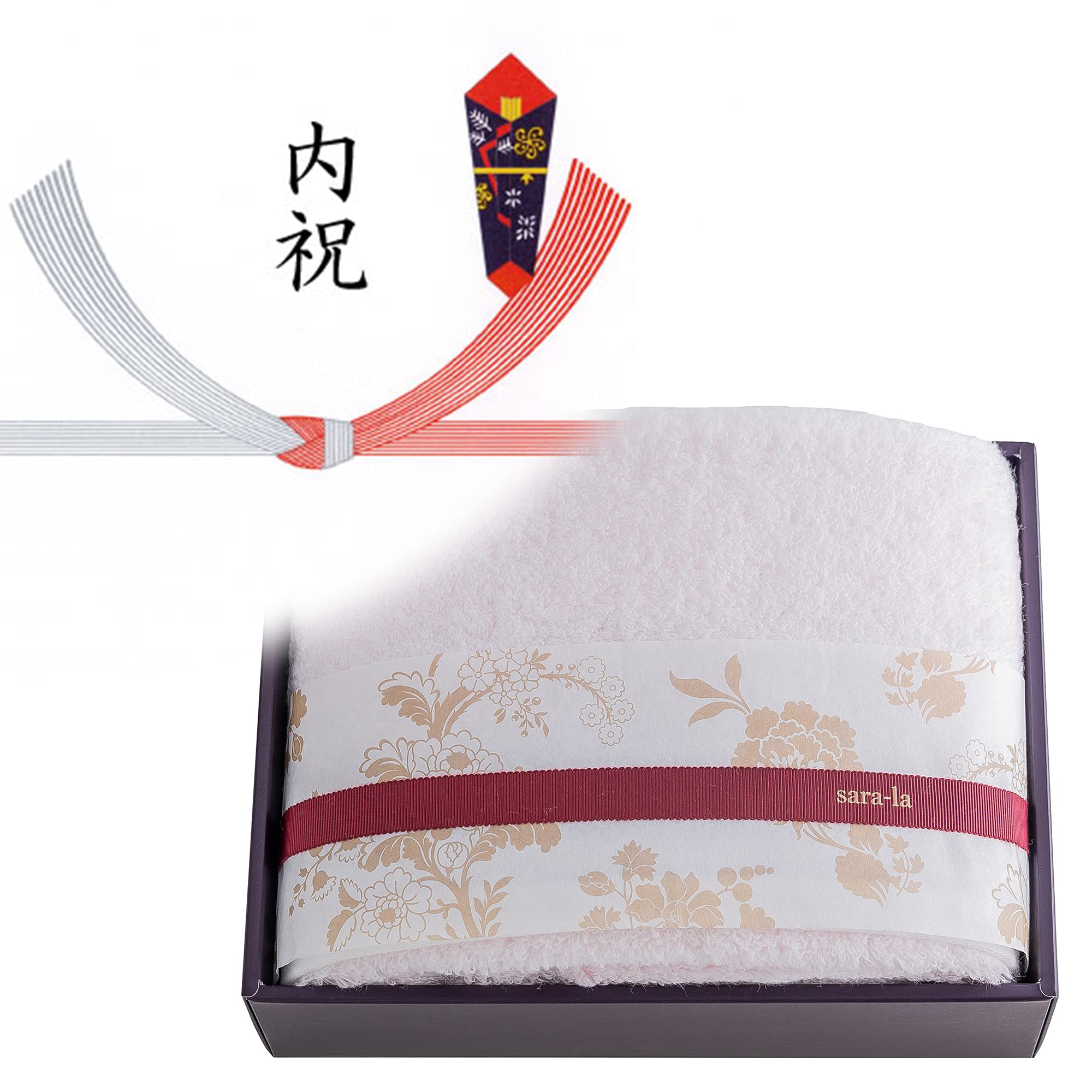 Sara-la Irodori- Household Celebration Kimabari Towel, Gift, 1 Bath Towel, Pink, Knot-kiri, Made in Japan, Wrapping Paper, Free