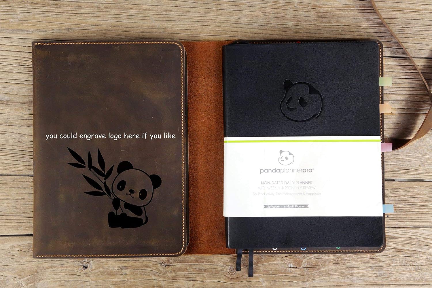 Personalized distressed leather cover case for Panda Planner Pro 8.5 x 11 inch leather portfolio organizer for letter size notebook PPR505C