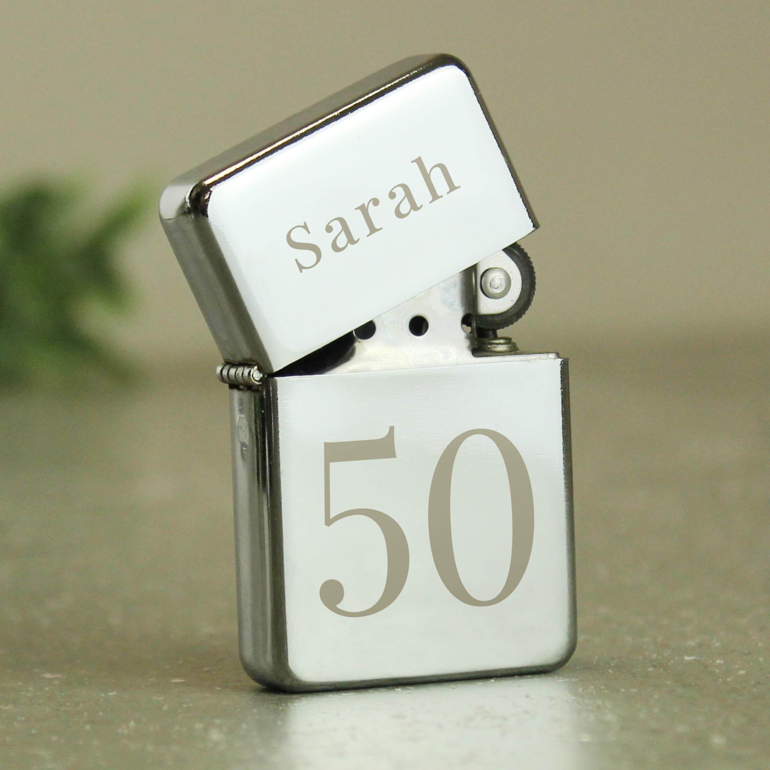 Personalised Memento Silver Personalised Big Age Diamante Petrol Lighter
