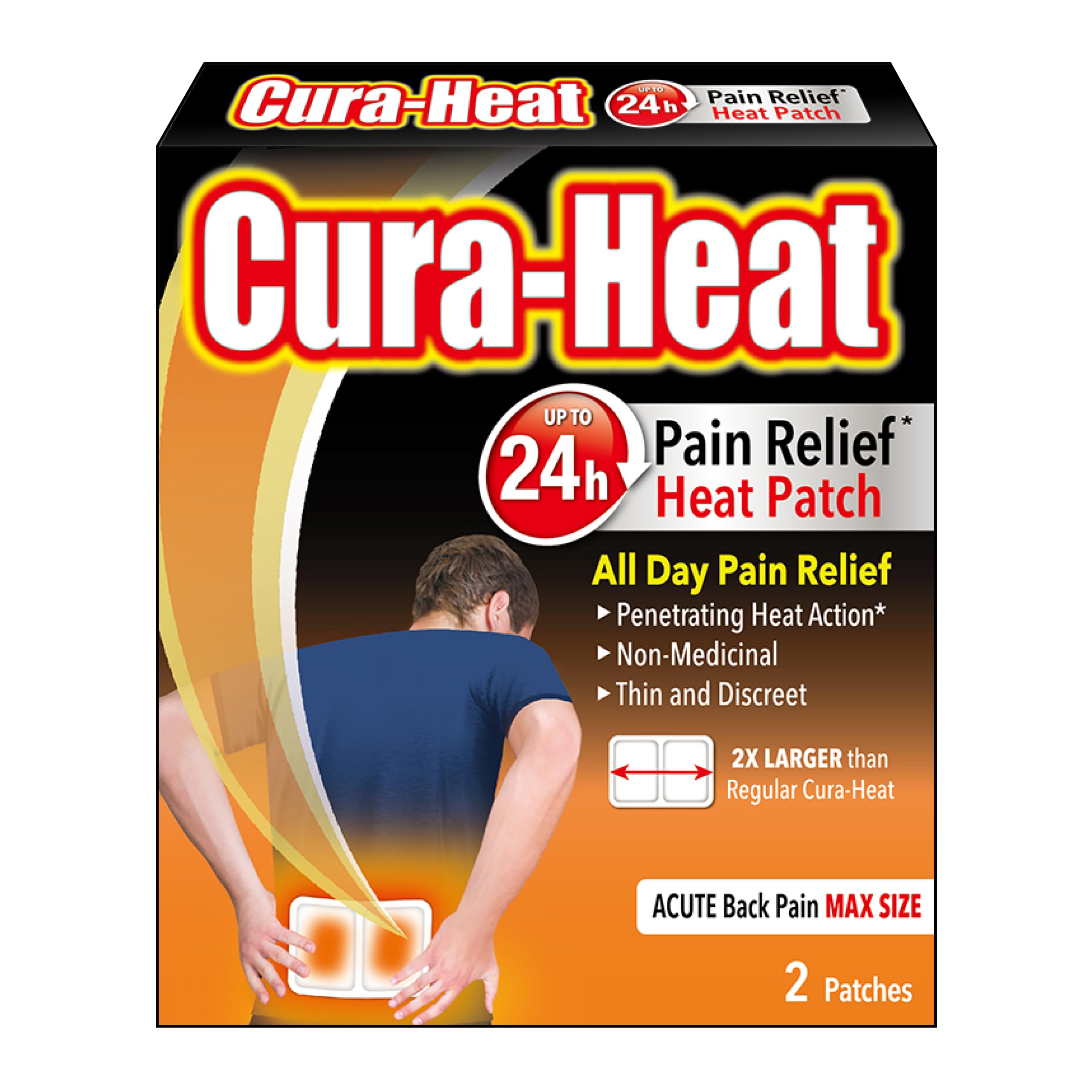 Cura-Heat Back Pain MAX Size 2 Patches