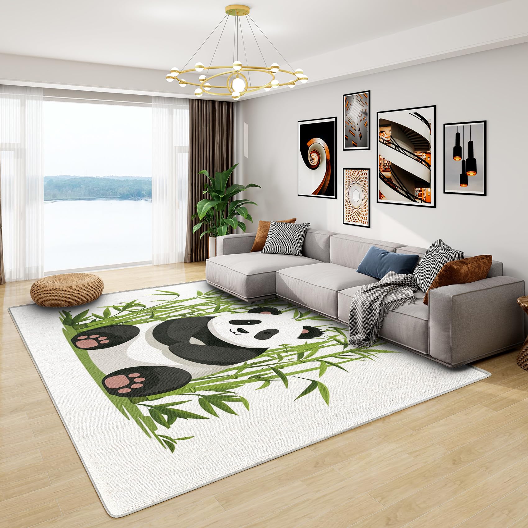 Panda Gifts for Girls - Cute Panda Rug, Kawaii Cartoon Animal Rugs for Living Room Bedroom, Washable Non Slip Soft Large Carpet, Patterned Area Rugs & Home Decor 140x200 cm