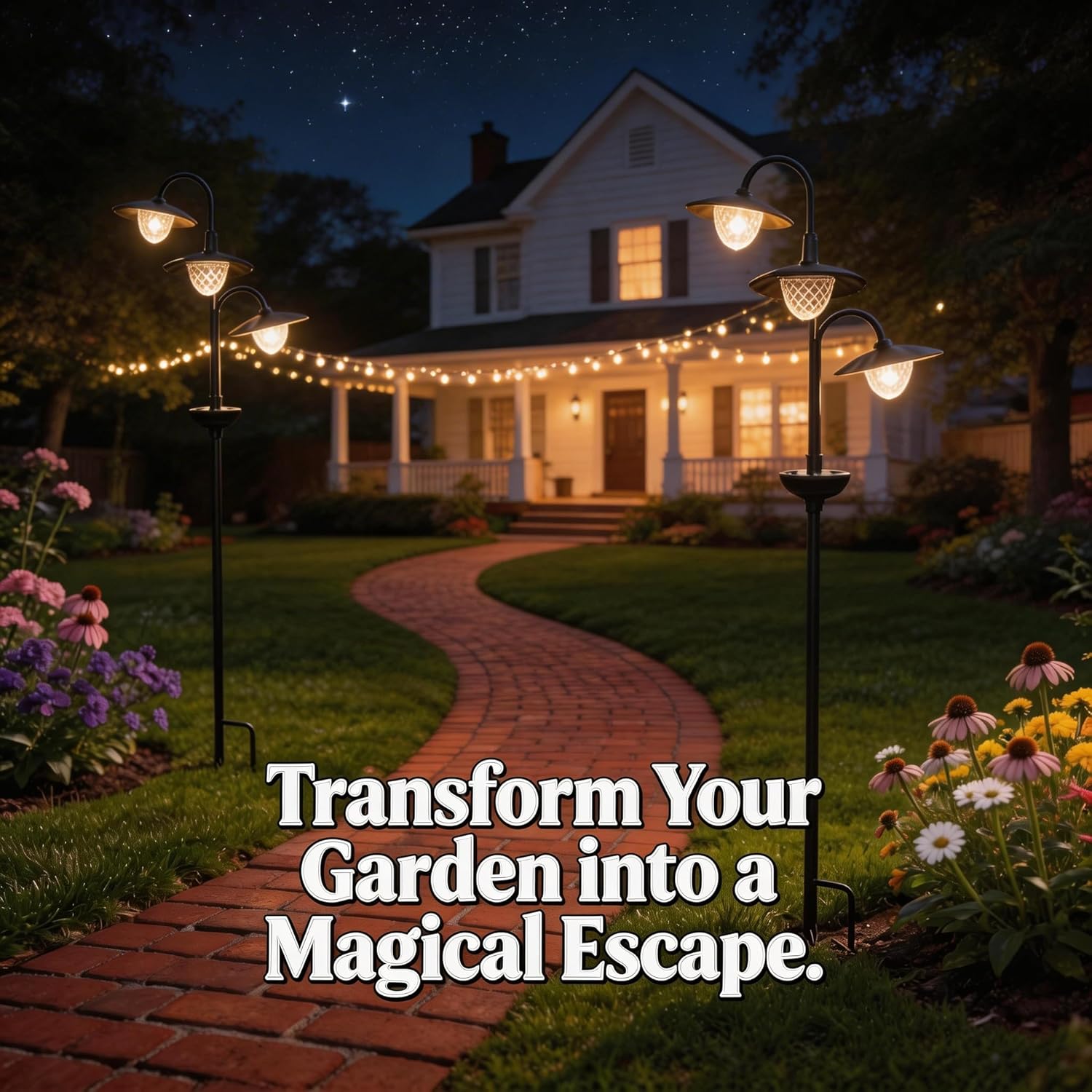 Solar Lights Outdoor 2 Pack Waterproof 3000K Cold White LED Stainless Steel Stake Outside Lights for Yard Pathway Garden Driveway Walkway Landscape Path Lighting