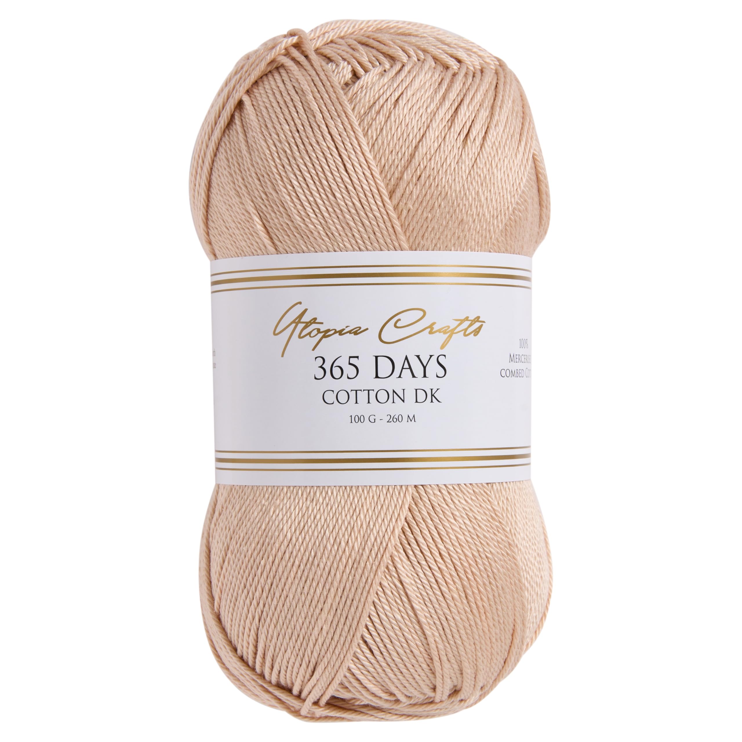 Utopia Crafts 365 Days Mercerised Combed Cotton DK Yarn for Knitting & Crochet 100g (Warm Beige) — image 1