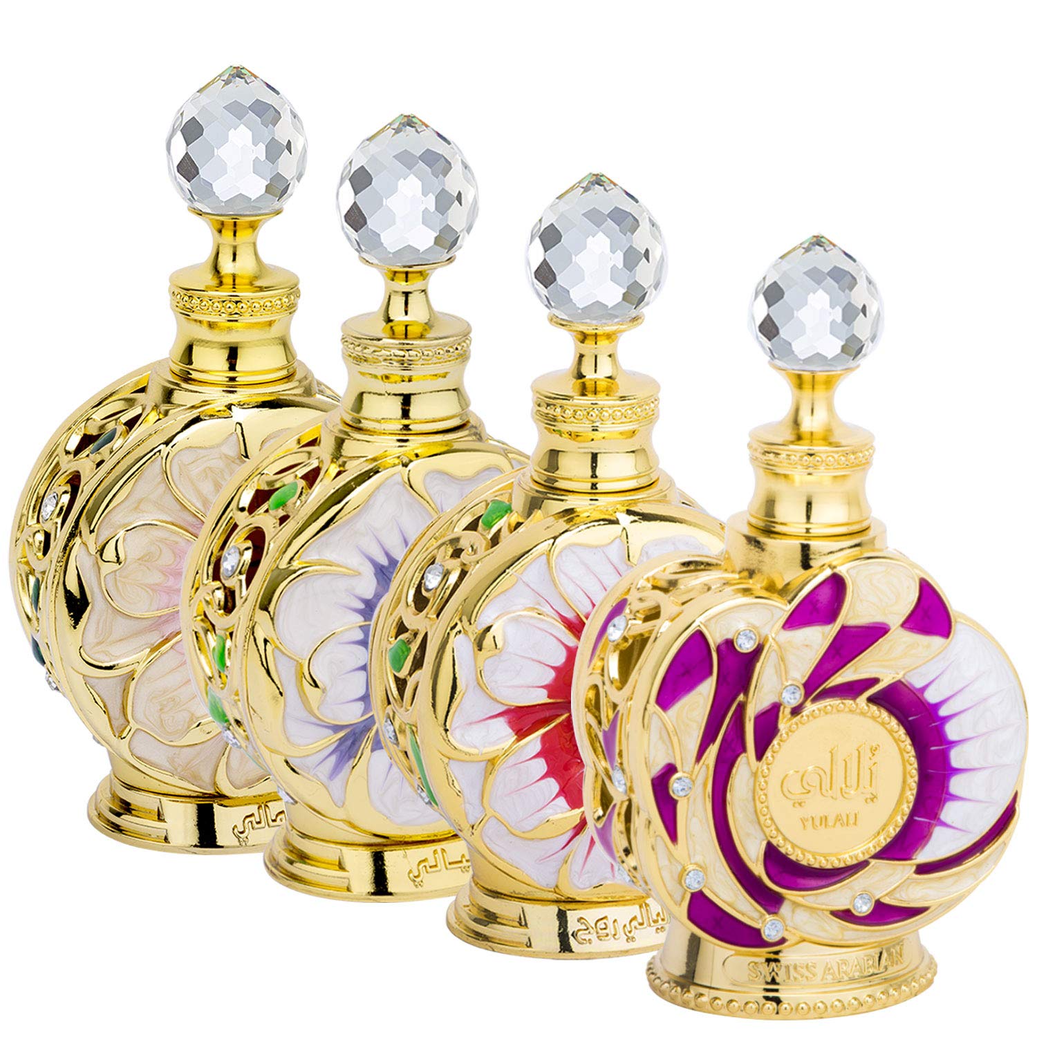 SWISS ARABIAN Layali, Layali Rouge, Amaali and Yulali Set - Luxury Products From Dubai - Lasting And Addictive Perfume Oil Fragrance - Seductive Signature Aroma - Luxurious Scent Of Arabia - 4 pc