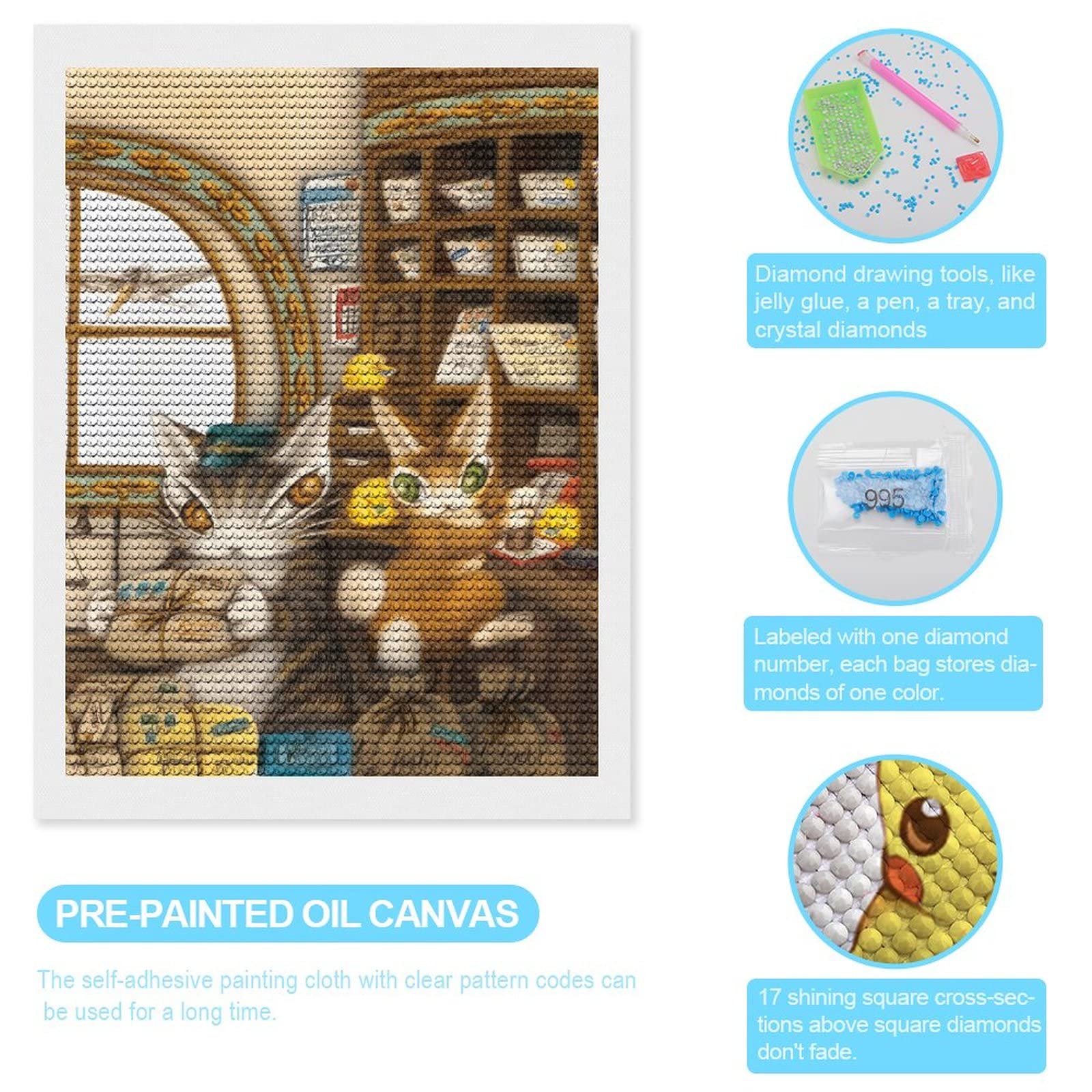 Amazon | 5Dダイヤモンドアートセット 池田あきこ 猫のダヤンはビーズ