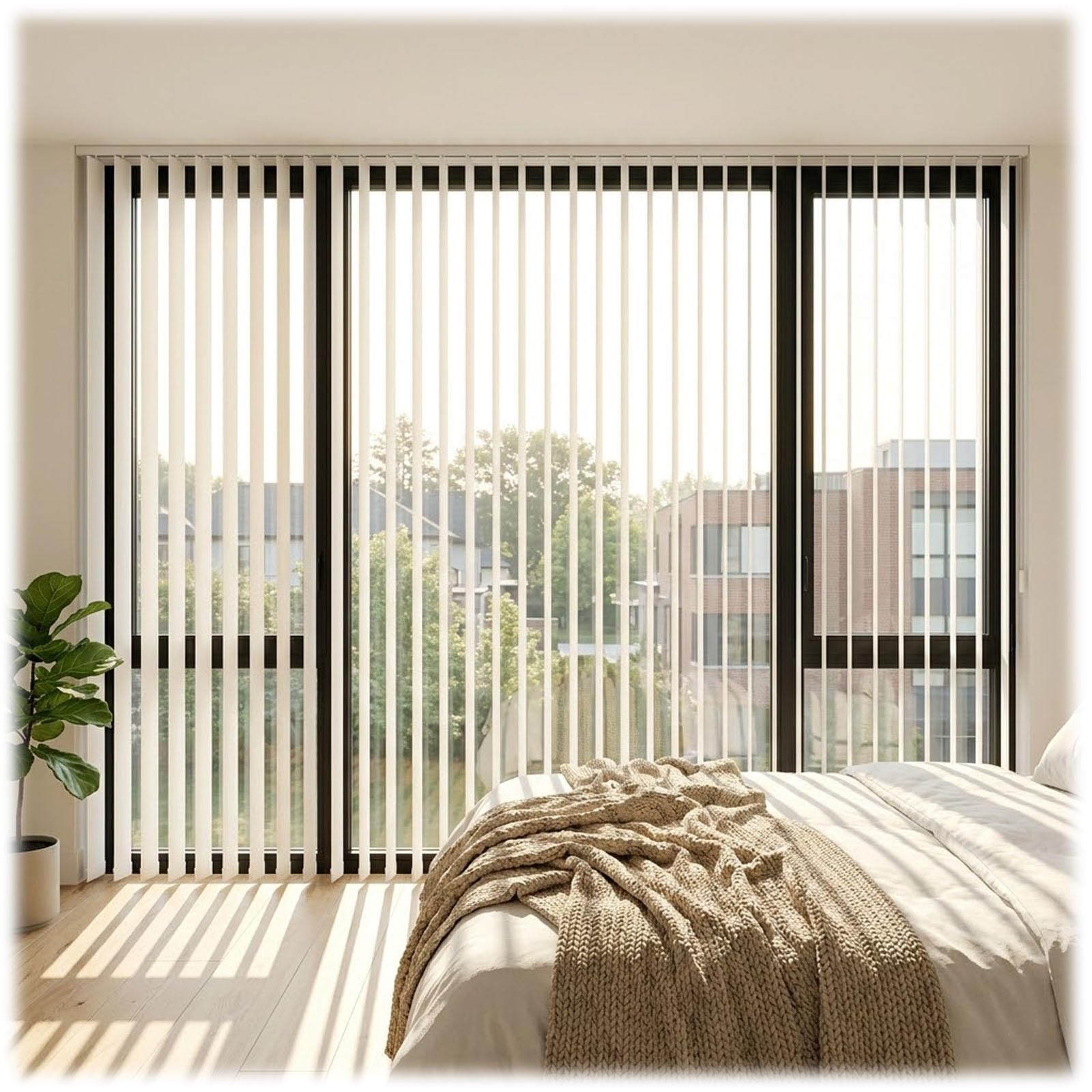 MESCXTY Cordless White Vertical Blinds for Large Indoor Windows and Sliding Glass Doors 36/42/54/66/72/84/118in Room Darkening Thermal Backing Patio Window Shades with Track Set(83" W x 78" H)