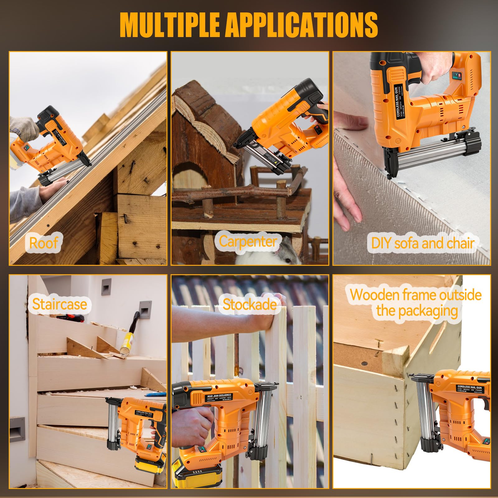 Chiodatrice senza fili da 18 GA per Dewalt 18 V batteria (senza batteria), 2 in 1 senza spazzole, pistola per unghie, pinzatrice, chiodatrice con 1000 chiodi e 1000 punti metallici, per progetti fai