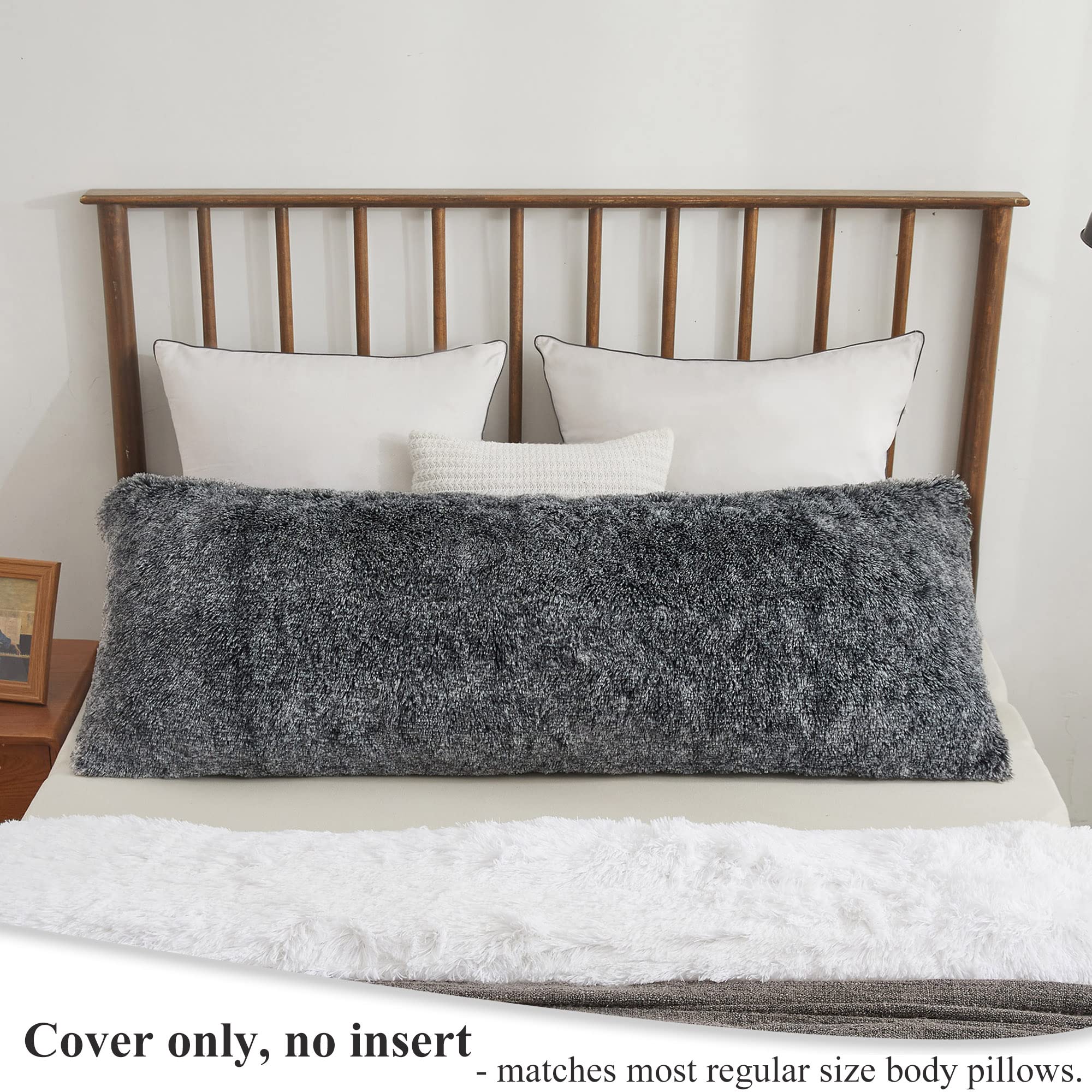 Xege Cozy 20x54 Long Fluffy Pillow Cover Plush Fuzzy Faux