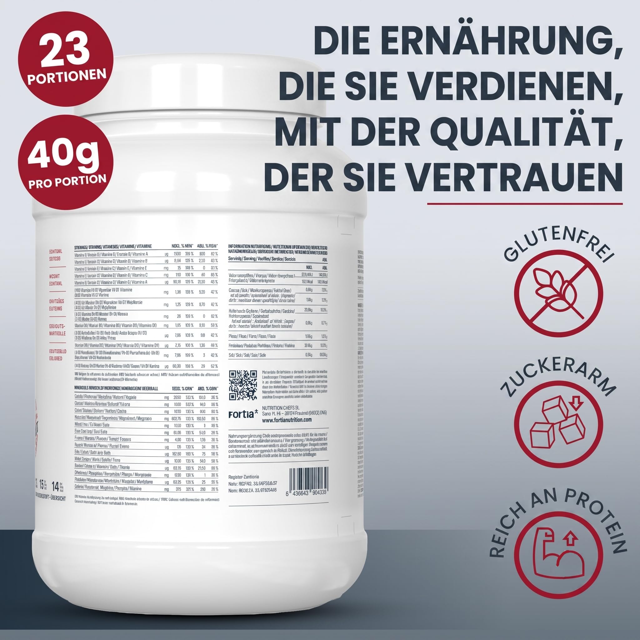 FORTIA Fit Meal Diät Shake Schokolade | Mahlzeitenersatz mit 16 g Protein, nur 141 kcal, ohne Zuckerzusatz | Trinkmahlzeit glutenfrei, ideal zum Abnehmen | 920 g, 23 Portionen