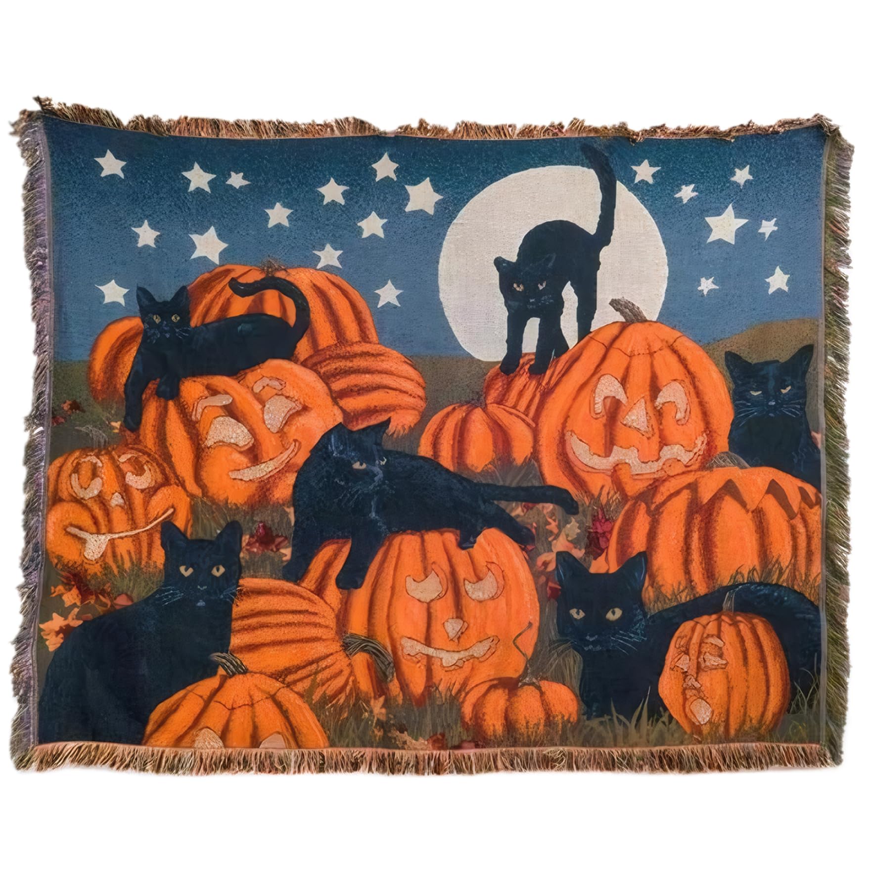 Couverture d'halloween chat et citrouille idéale pour vos soirées cinéma sur le canapé