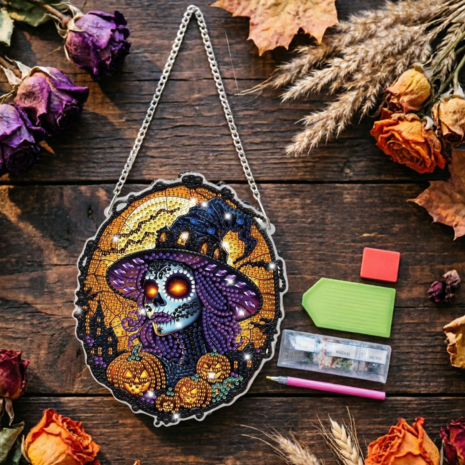 Zestaw do malowania kryształów górskich, Halloween, czarownica, kryształ
