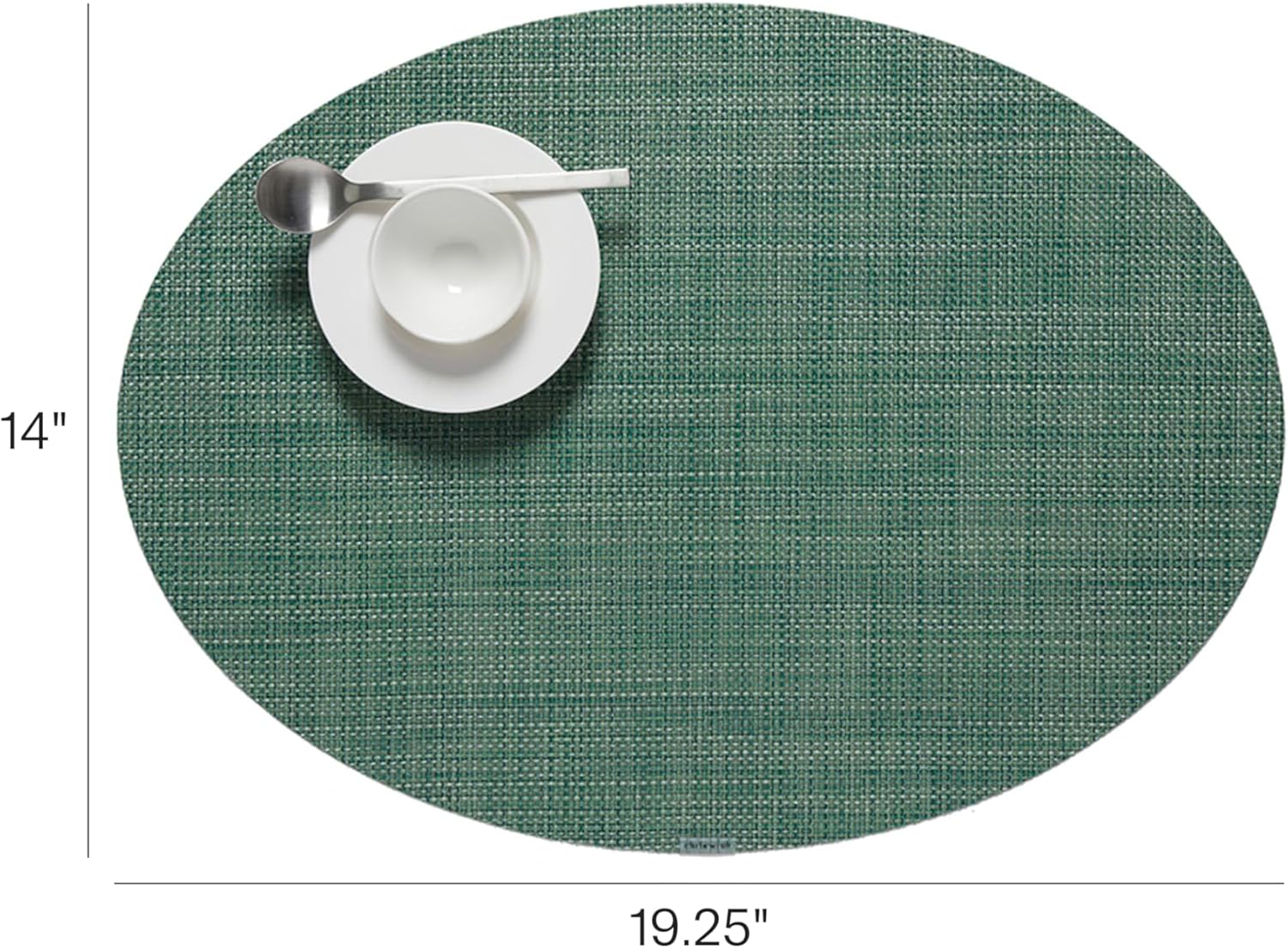 Chilewich Mini Basketweave Placemats - Woven Placemats Set of 4 - Reusable, Stain-Resistant, Indoor/Outdoor Tabletop Protection - Ivy - 14" x 19.25" Oval