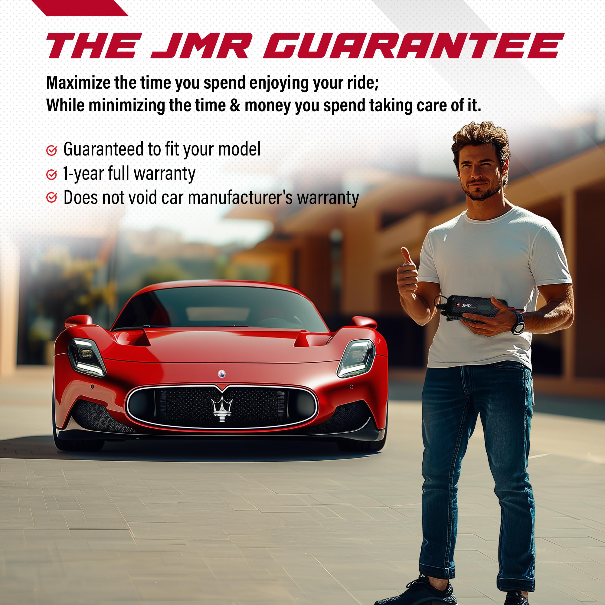 JMR Battery Charger for Maserati MC20 GranTurismo Levante Quattroporte Grecale Ghibli GranCabrio All Models Trickle Charger Conditioner Maintainer (12V Cig Port, No Lithium Mode)