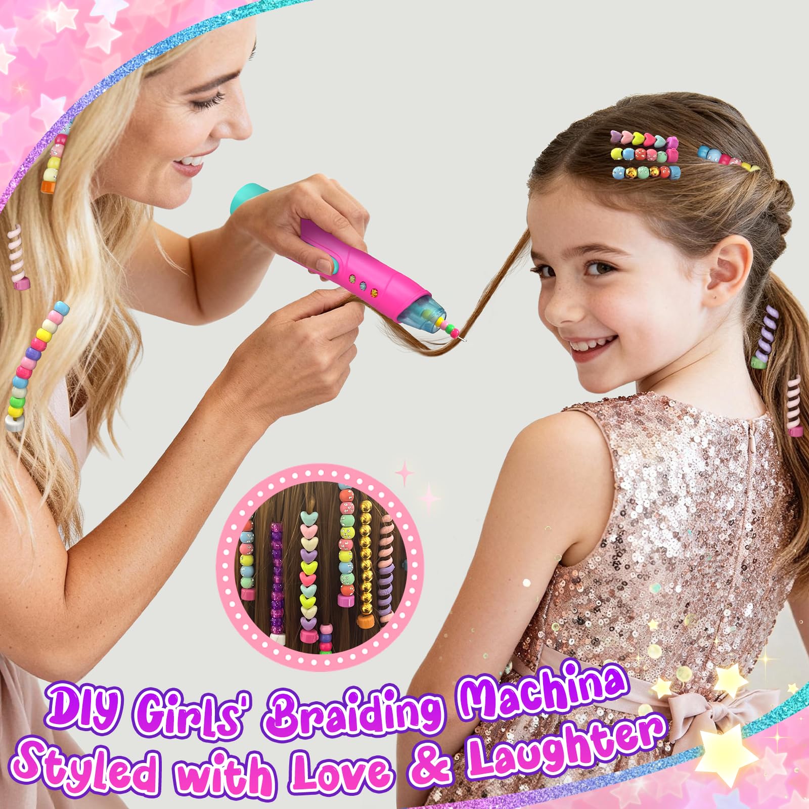 Fozcmisw Regalo Bambine 5 6 7 8 9 Anni – Set Accessori per Capelli Bambine con Macchina per Intrecciare Capelli, Perline per Capelli Fai da Te e Aiuto per Trecce, Cerchietto Unicorno e Fermagli per