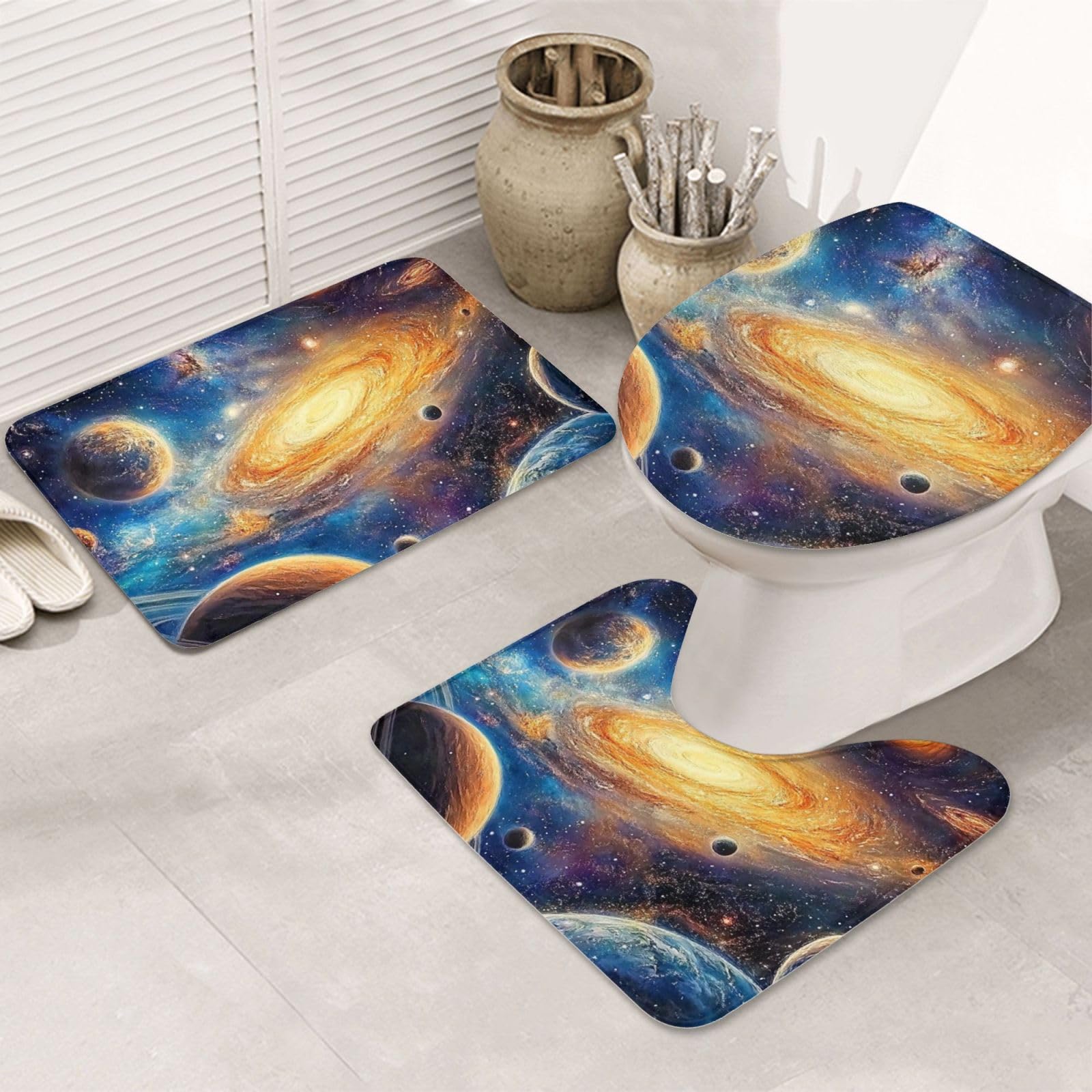 Alfombrilla de baño de microfibra juego de 3 piezas alfombras de baño espacio lavables