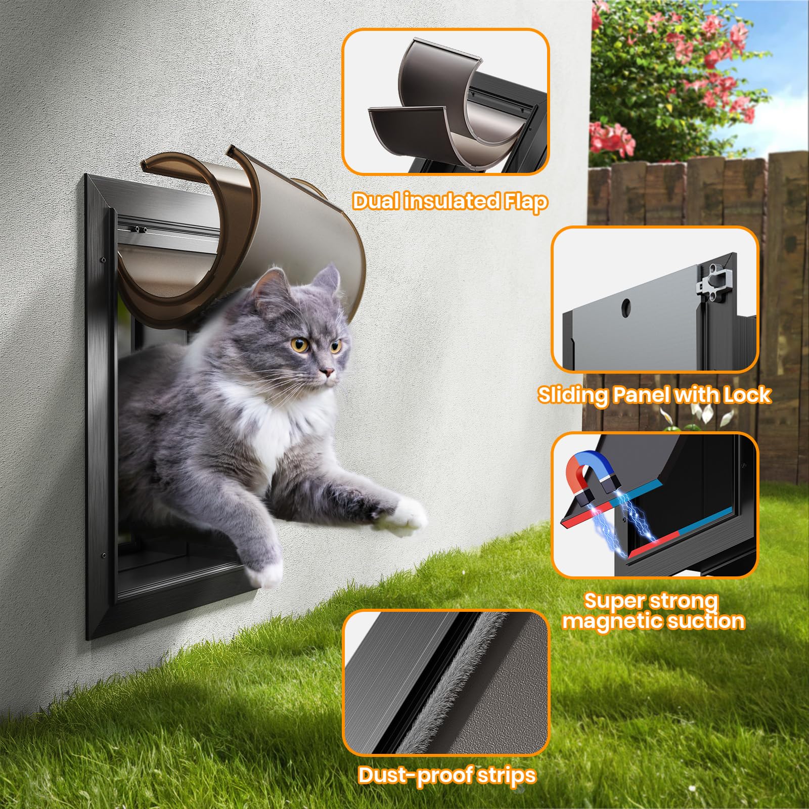 Cat Door For Interior Door Sailnovo Cat Door Flap X-Large(Outer