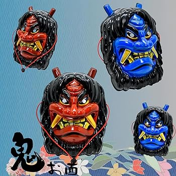 Amazon | [L-Athna] 鬼 お面 おめん 赤鬼 青鬼 こん棒 4点セット