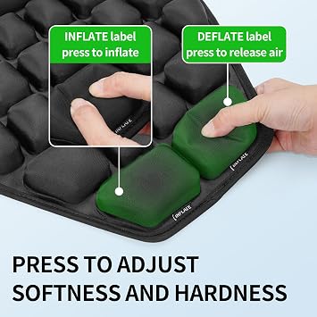 JFT Motorcycle Seat Cushion Air Pad Cover with Built-in Pump for Enduro Sports Street 14x15in Black Reduces Pressure by 30% for Long Rides Electric Mopeds