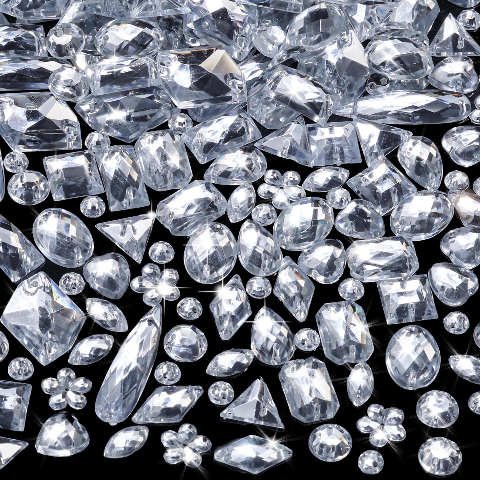 500 piezas de diamantes de imitación acrílicos mixtos para coser en la parte posterior plana, gemas de cristal para ropa, manualid