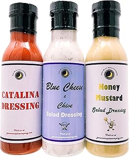 Premium | SALAD DRESSING | Variety 3 Pack | Honey Mustard | Catalina | Blue Cheese & Chive | Small Batch