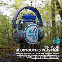 Vista 10 de JLab Auriculares de neón con cable, grafito/azul, luz de plumas, cuero ecológico ultra afelpado, controladores de 1.575 in, garantizados de por vida