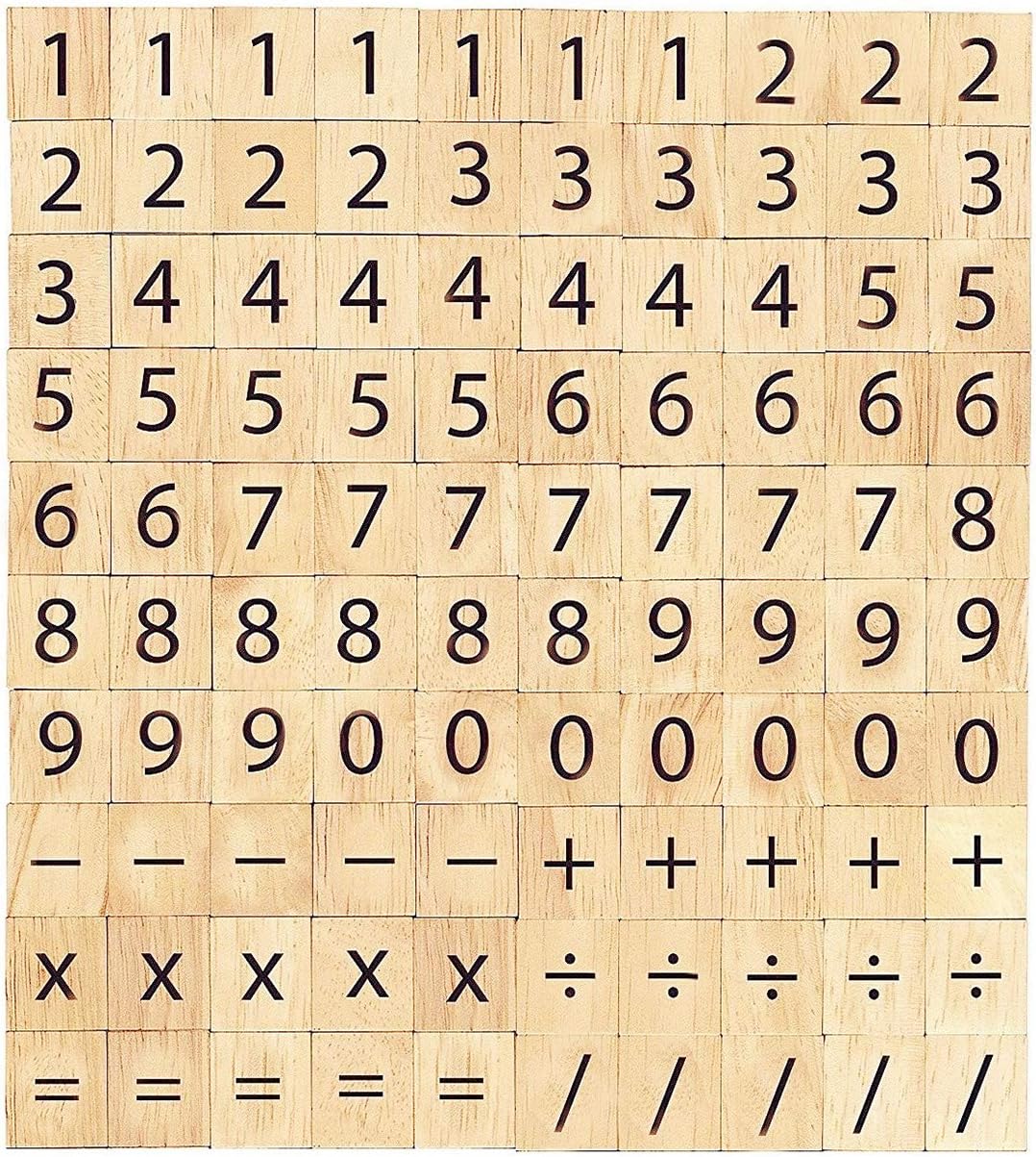 100 Pcs Wooden Number Symbol Tiles for Crafts, Pendants, Spelling, Scrapbooking, Decoration