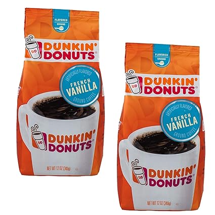 Amazon Com Dunkin Donuts Coffee French Vanilla Flavored Ground Coffee 12 Oz Pack Of 4 Grocery Gourmet Food
