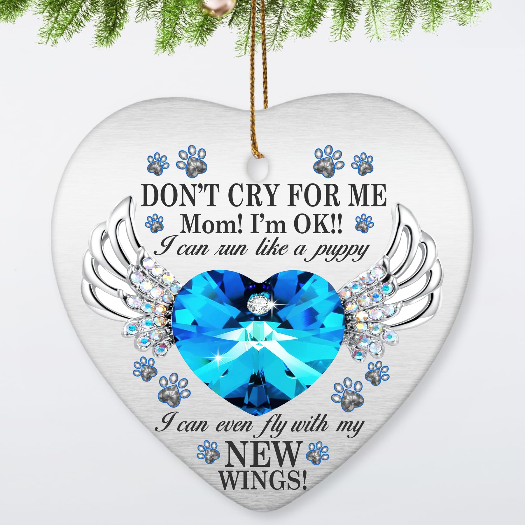 Dog Memorial Ornament - 3'' Ceramic Pet Remembrance Gifts for Loss of Dog, Sympathy Gift