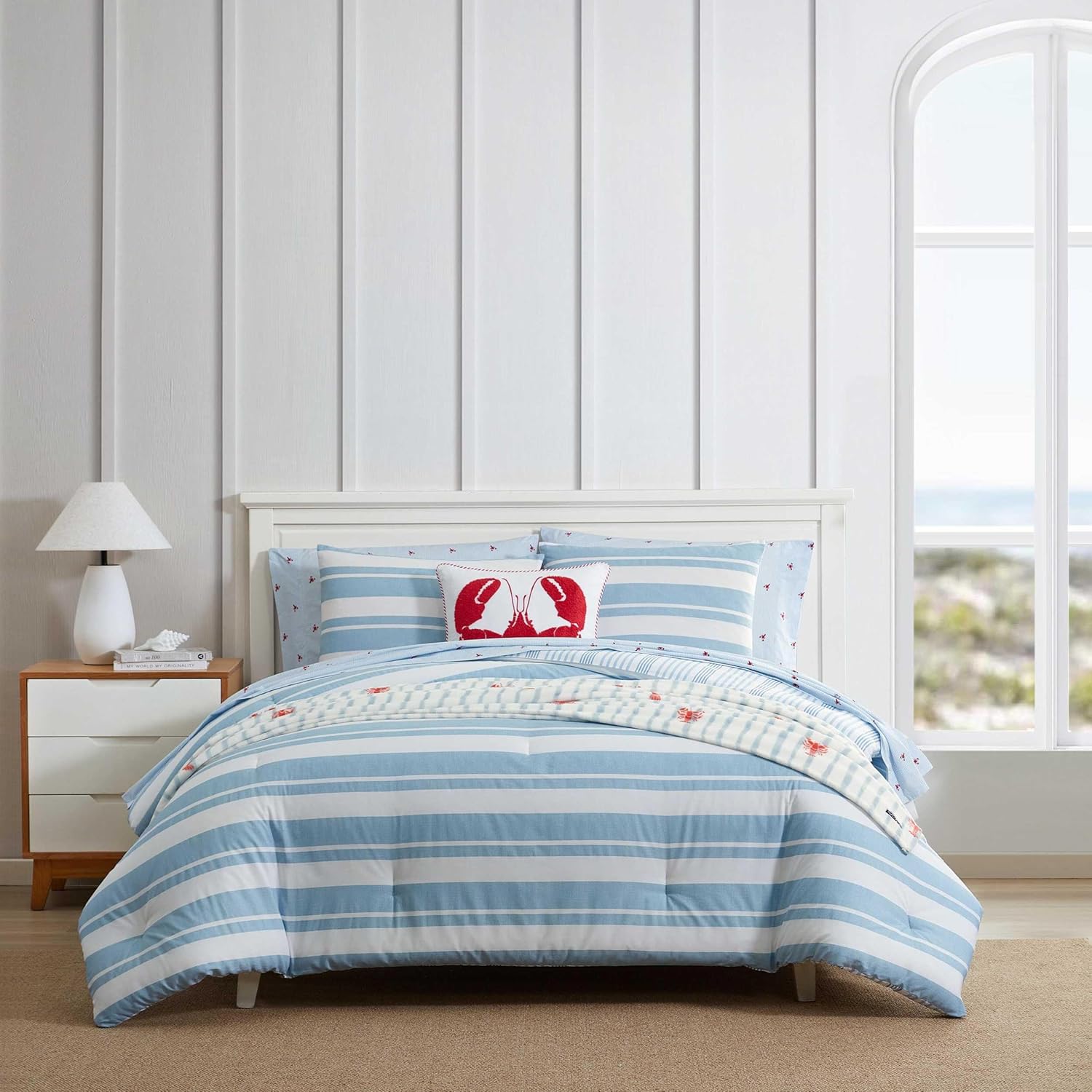 Nautica - Throw Pillow, 100% Soft Cotton Canvas Pillow with Zipper Closure, Square Pillow for Bed or Couch (Lobster Red, 20" x 20")