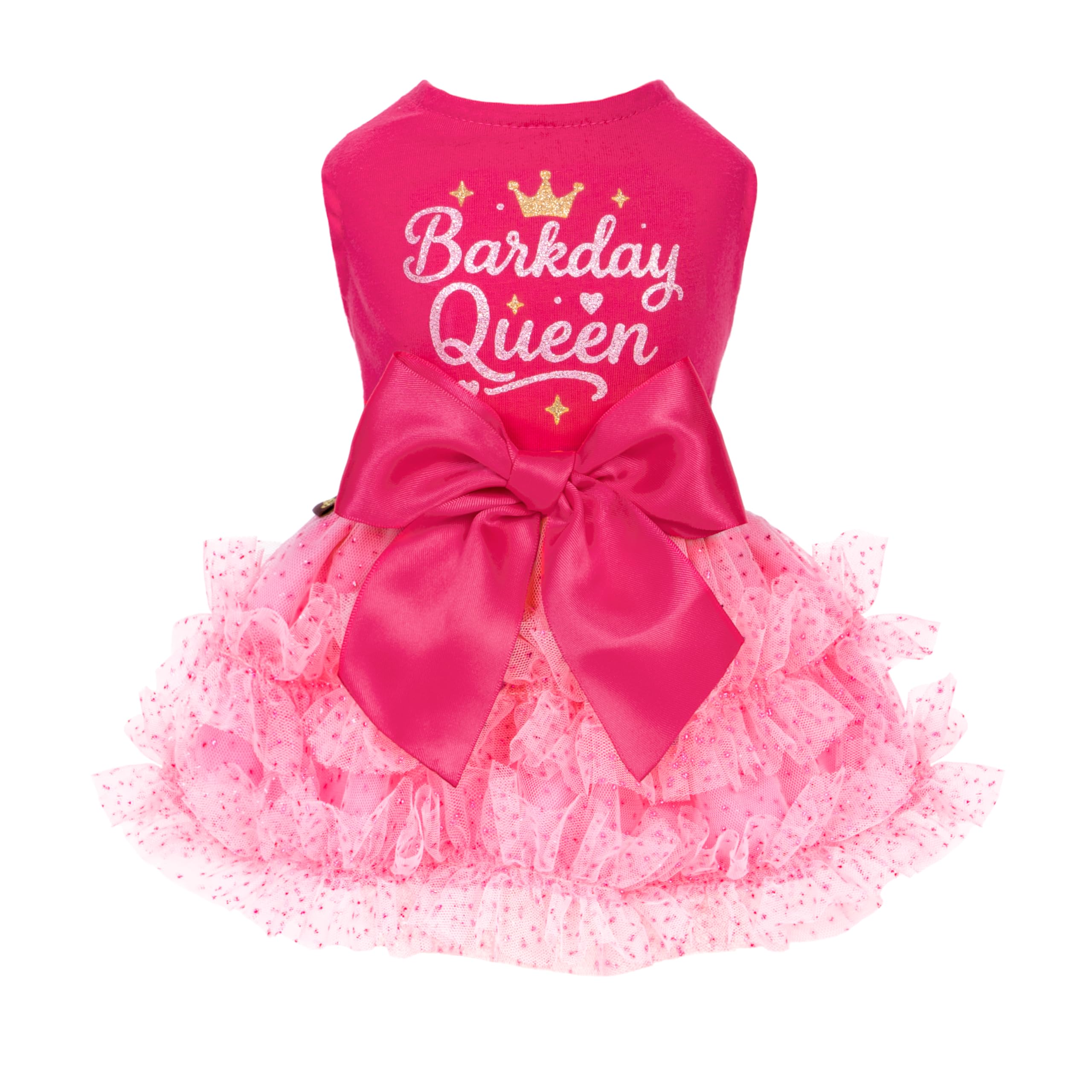 Fitwarm Barkday Queen Dog Tutu Dress, Birthday Clothes for Small Dogs Girl, Pet Outfit, Light Pink, Hot Pink, XS