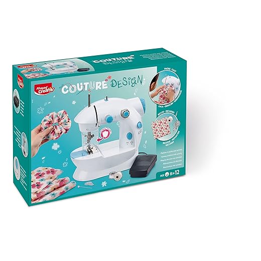 Maped - Máquina De Coser Infantil - Couture Design - Completamente Segura - A Partir De 8 Años - Mini Máquina De Coser Portátil Con Todos Los Materiales Necesarios Para Usarla - 380 X 280 X 125 Mm