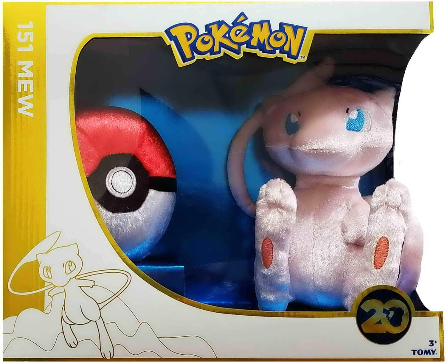 Pokemon 20th Anniversary Mew Plush and Pokeball 151 TOMY