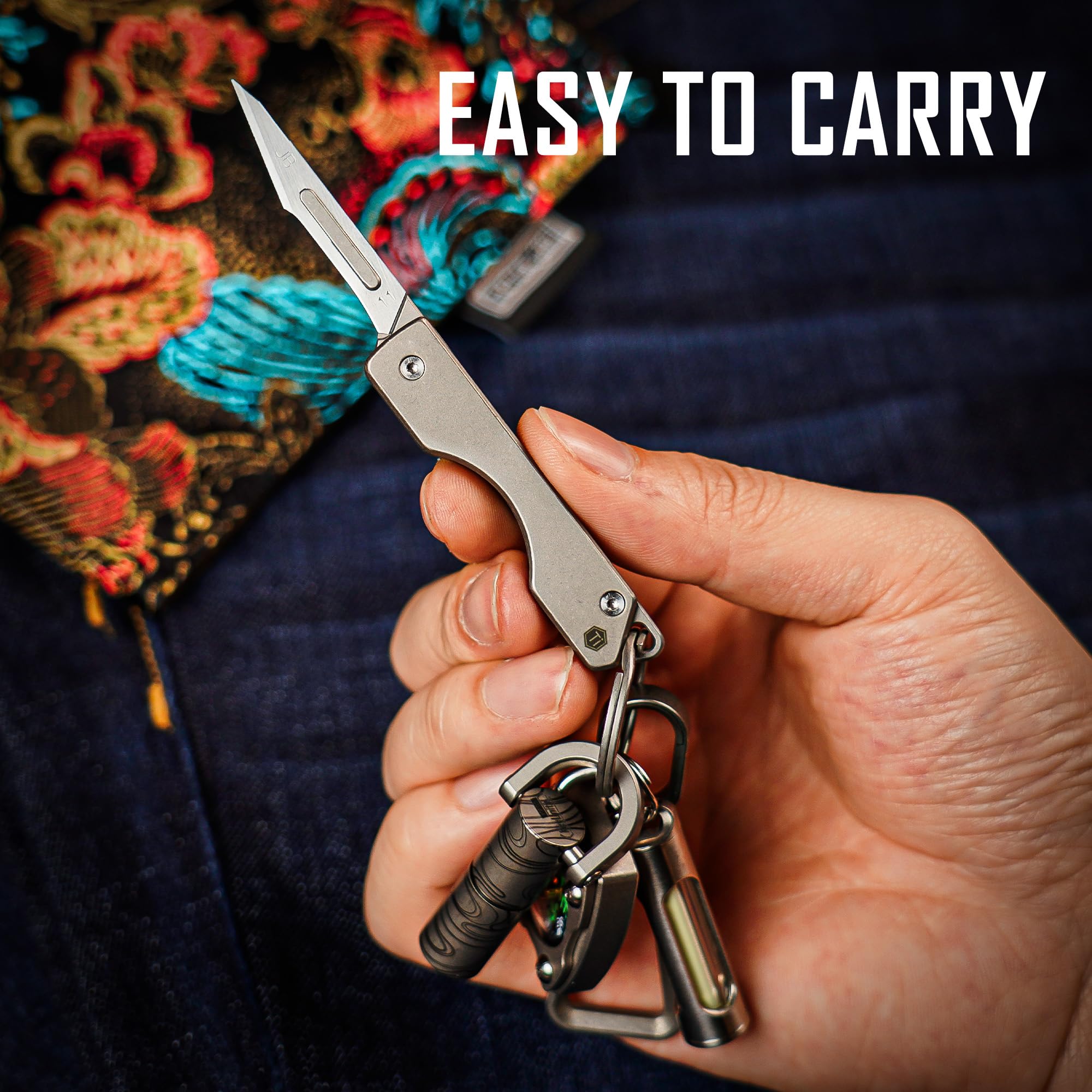 KeyUnity Cuchillo plegable de titanio KK01S EDC con hoja reemplazable