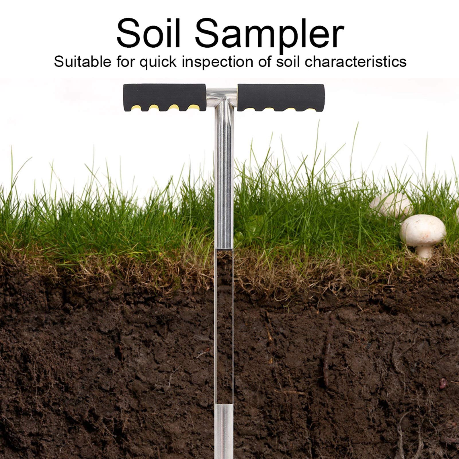 Wakects Sonda do próbkowania gleby 51 cm, sonda do pobierania próbek gleby ze stali nierdzewnej, uchwyt w stylu T, Sampler do sondy podłogowej do kijów golfowych