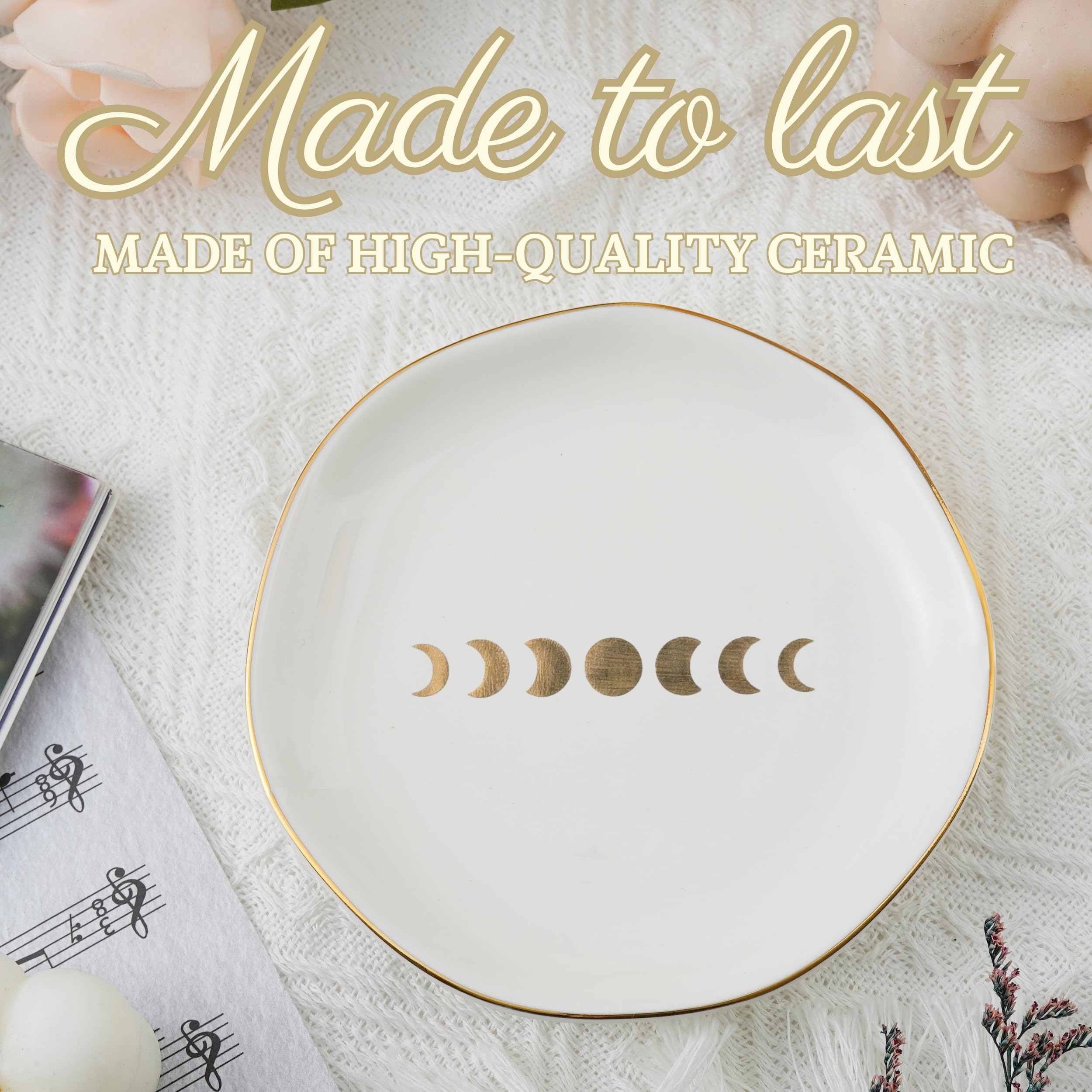 InnoBeta Witchy Gifts for Women, Moon Gifts Ceramic Jewelry Tray Decorative Trinket Dish for Rings Earrings Necklaces Bracelet Watch Keys