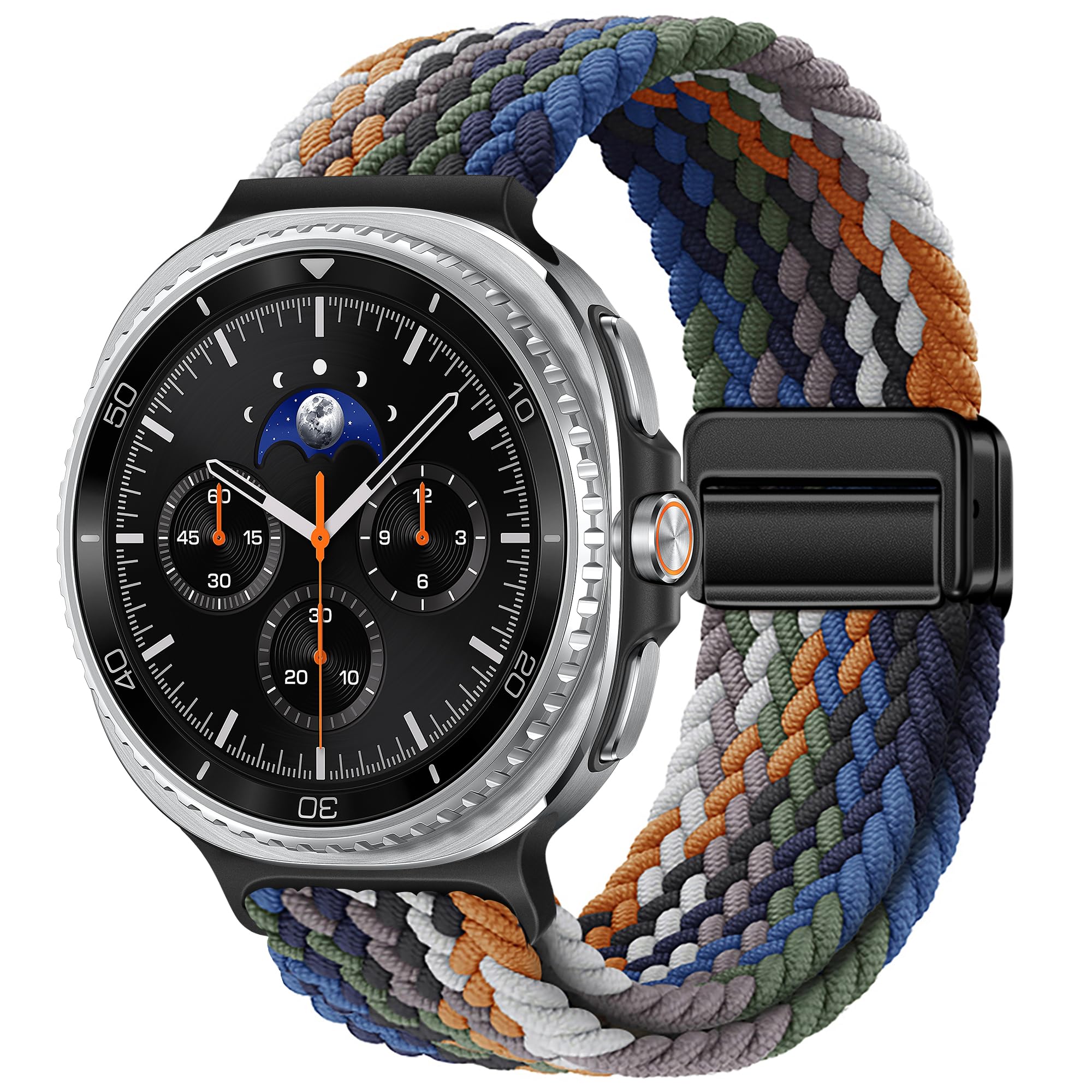 XMUXI Compatible with Samsung Galaxy Watch 8 Strap 44mm 40mm Magnetic Nylon Replacement Bands for Galaxy Watch 8 Classic 46mm Straps Braided Sport Loop (No Watch) Denim Colorful