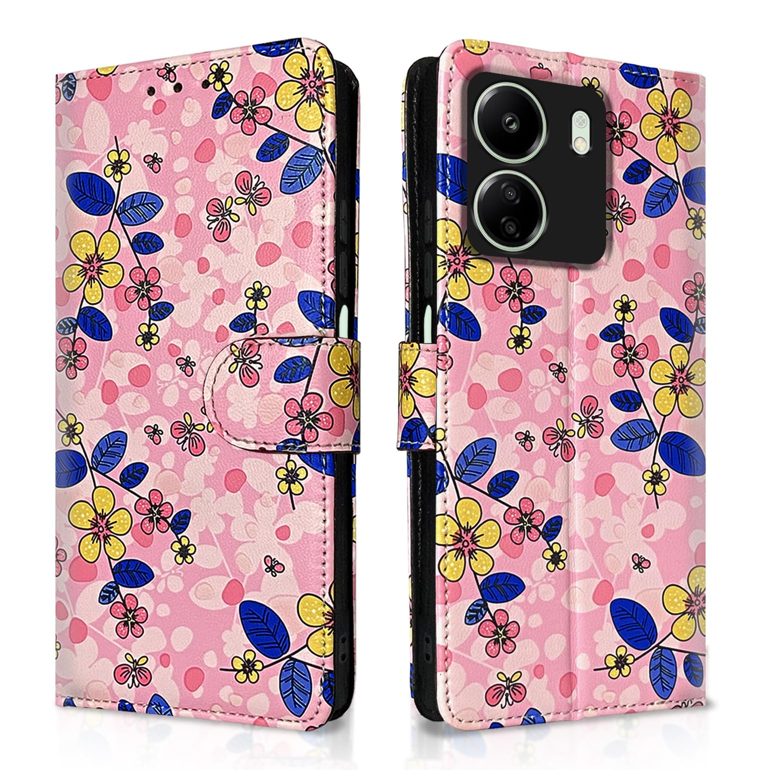 Pikkme Redmi 13C 4G | Poco C65 Flip Cover for Girls Leather Finish | Inside TPU with Card Pockets | Wallet Stand and Shock Proof | Complete Protection Flip Case (Pink Flower) (B0CQKBGQJJ) Amazon Price History, Amazon Price Tracker