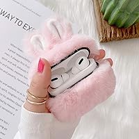Vista 8 de Guppy Compatible con AirPods Pro 2 - Funda de conejo peludo para niñas, caricaturas 3D, lindas orejas de conejo, funda de transporte mullida