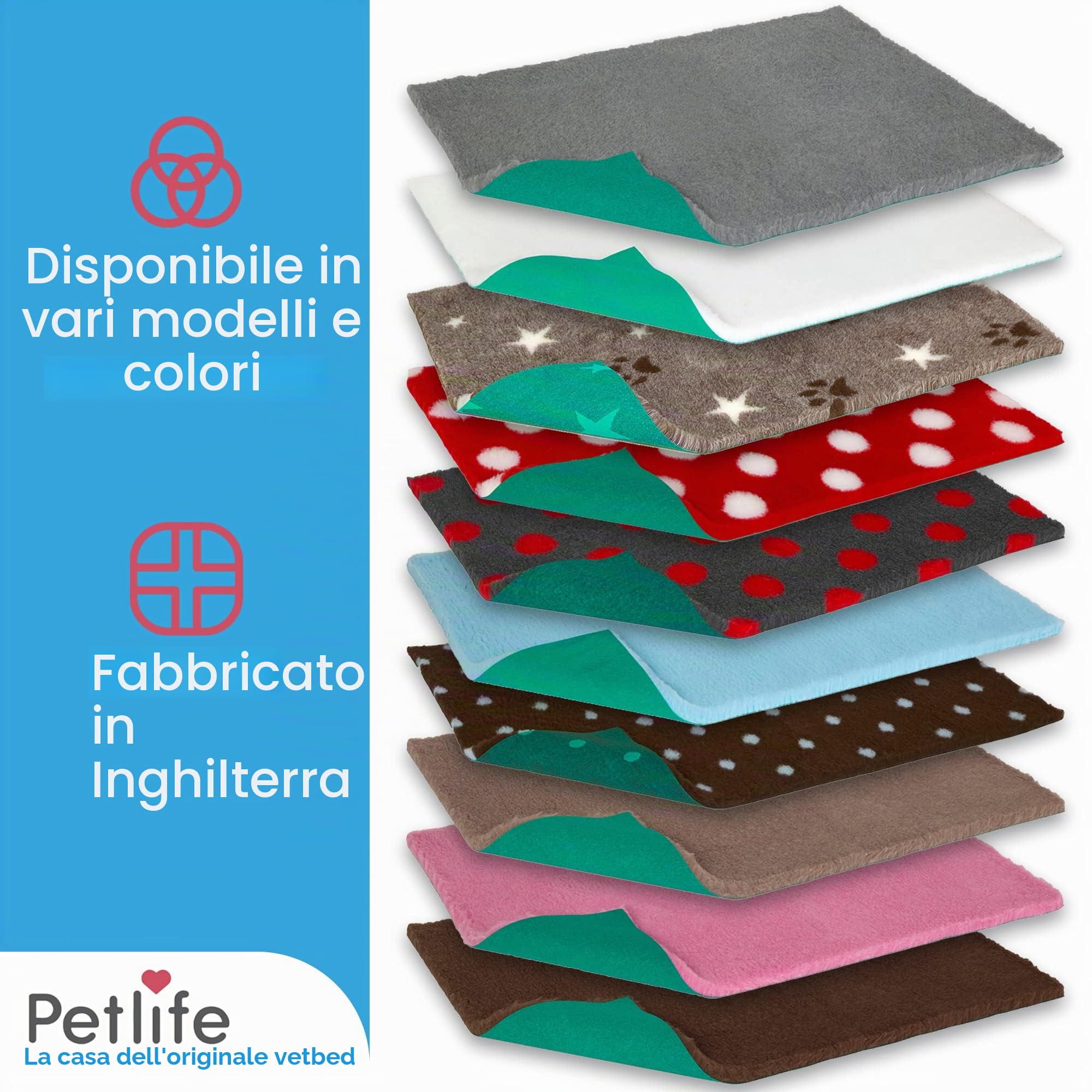 Vetbed NSGBPWS4030 Antiscivolo Grigio con Zampe Nere e Stelle Bianche, 101 x 76 x 3 cm