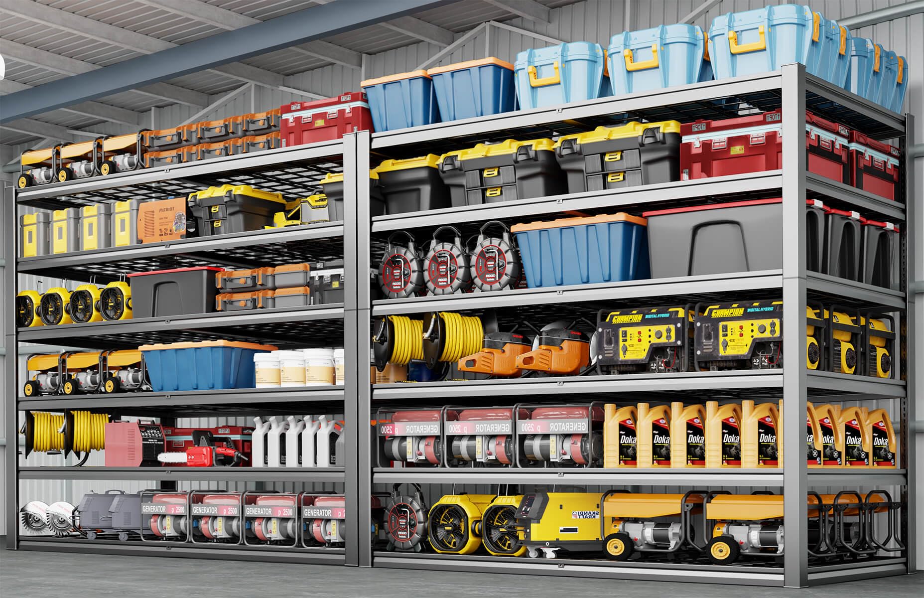 PMKES 60" Wide Heavy Duty Garage Shelving Adjustable 6 Tier Garage Storage Shelves 3900LBS Metal Shelving Unit Industrial Utility Shelf, 84" H x 60" W