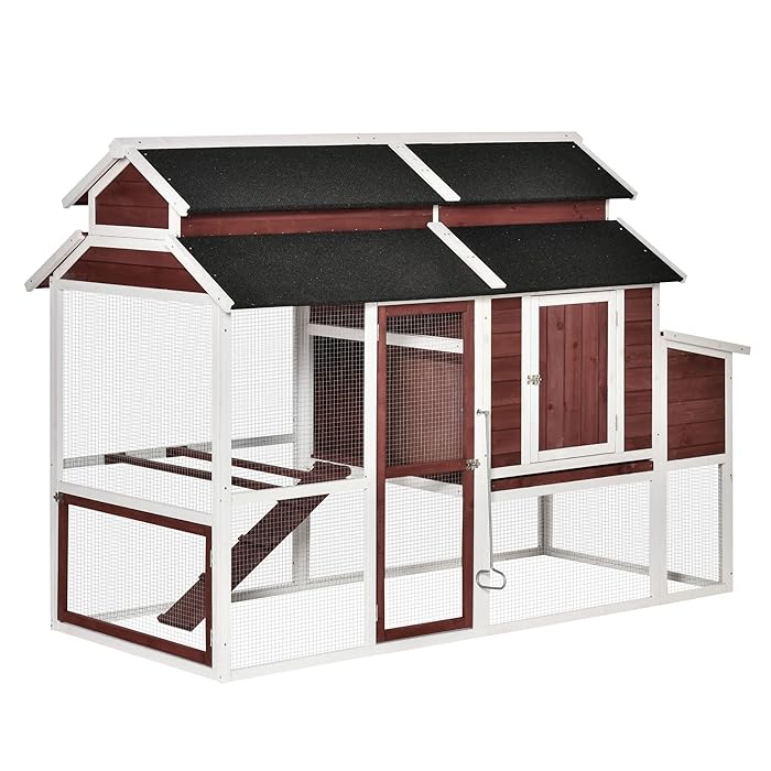 Buy PawHut Large Chicken Coop with Run Poultry Coops Cages Hen House