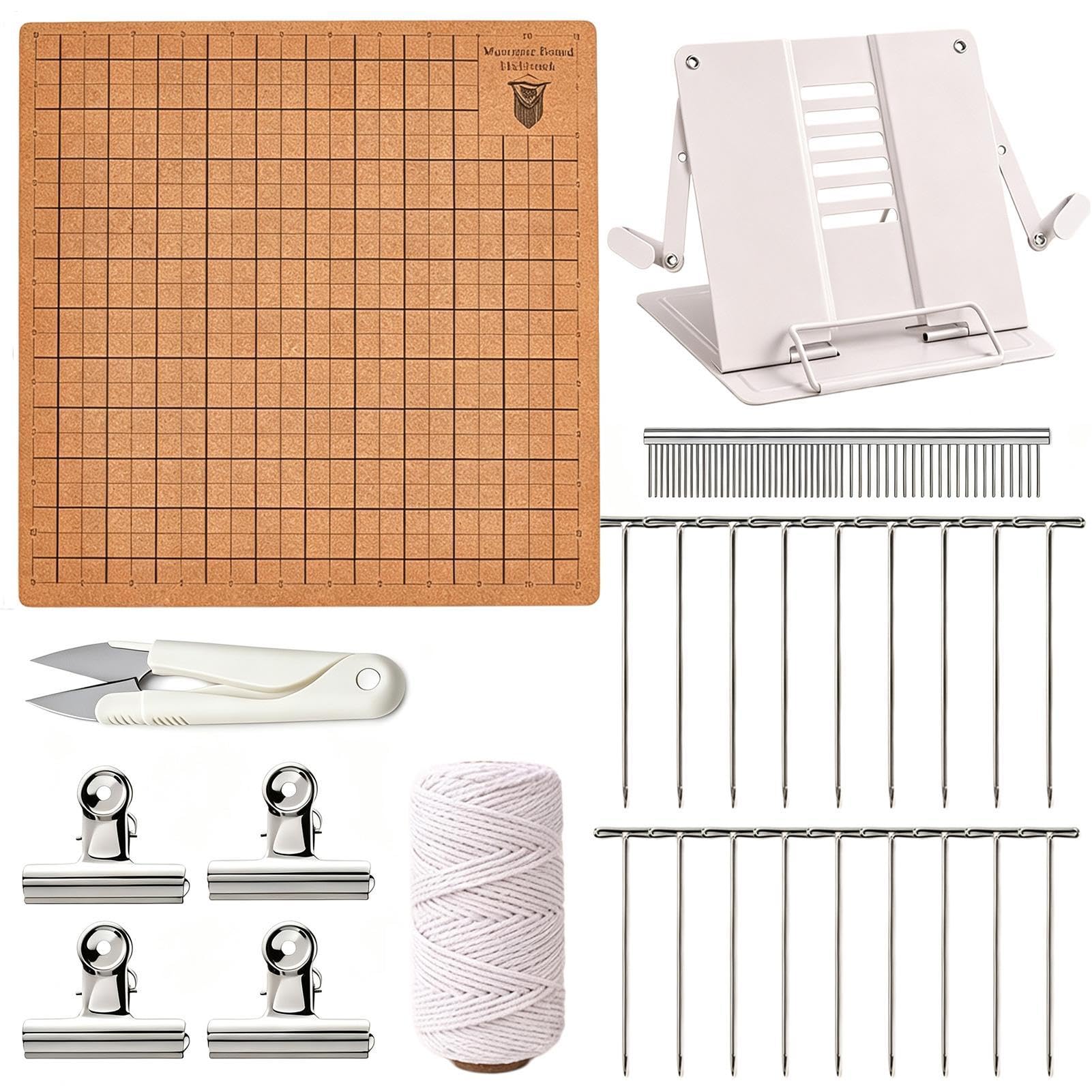 Deska do makramy, pleciona, akcesoria do majsterkowania, narzędzia do majsterkowania | Dwustronna kratka do projektów makramowych | praktyczna deska z regulowanym metalowym stojakiem do rękodzieła