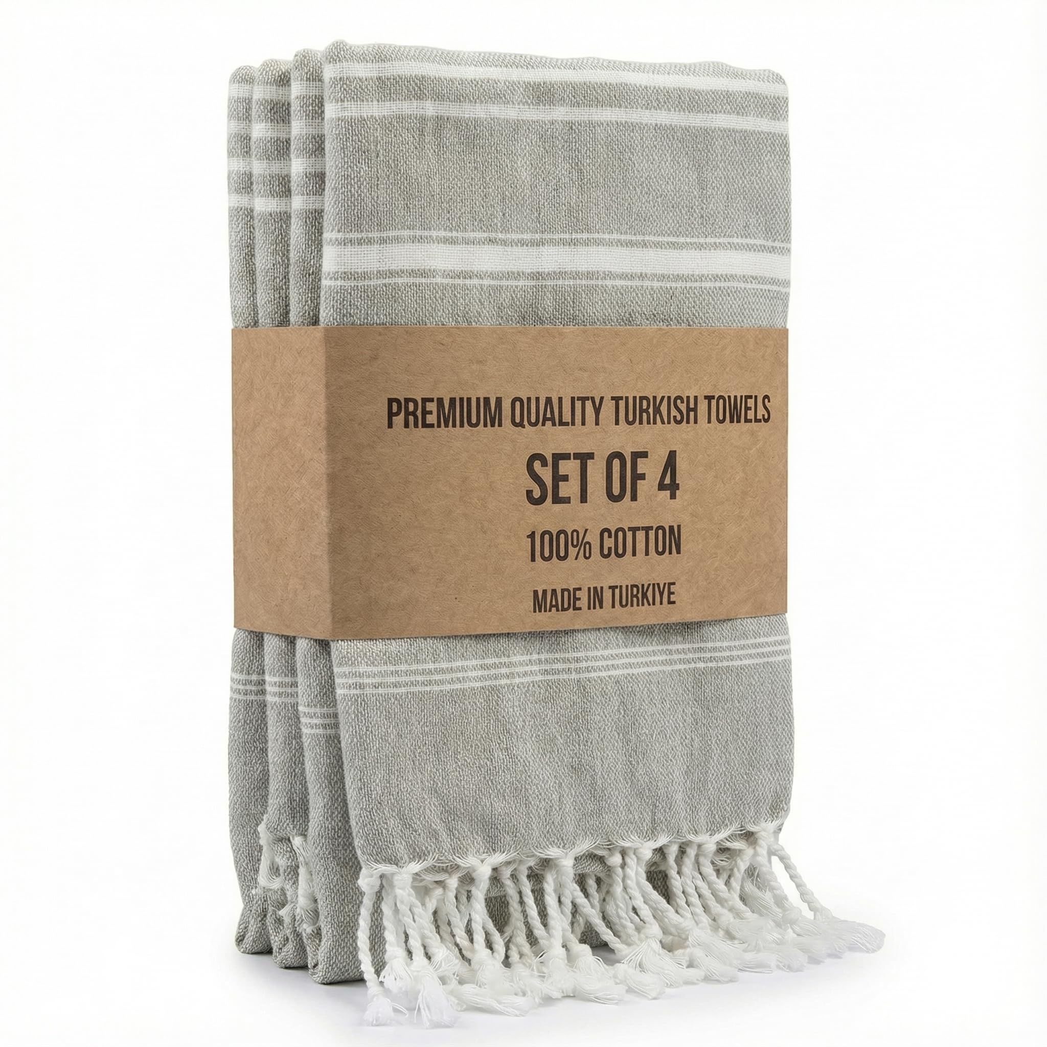 Clotho 4 Pack Silver Gray Turkish Hand Towels for Bathroom 18x40 Large 100% Cotton Soft Decorative Towel, Absorbent Lightweight Quick Dry Face Towel for Travel Hair Gym Yoga