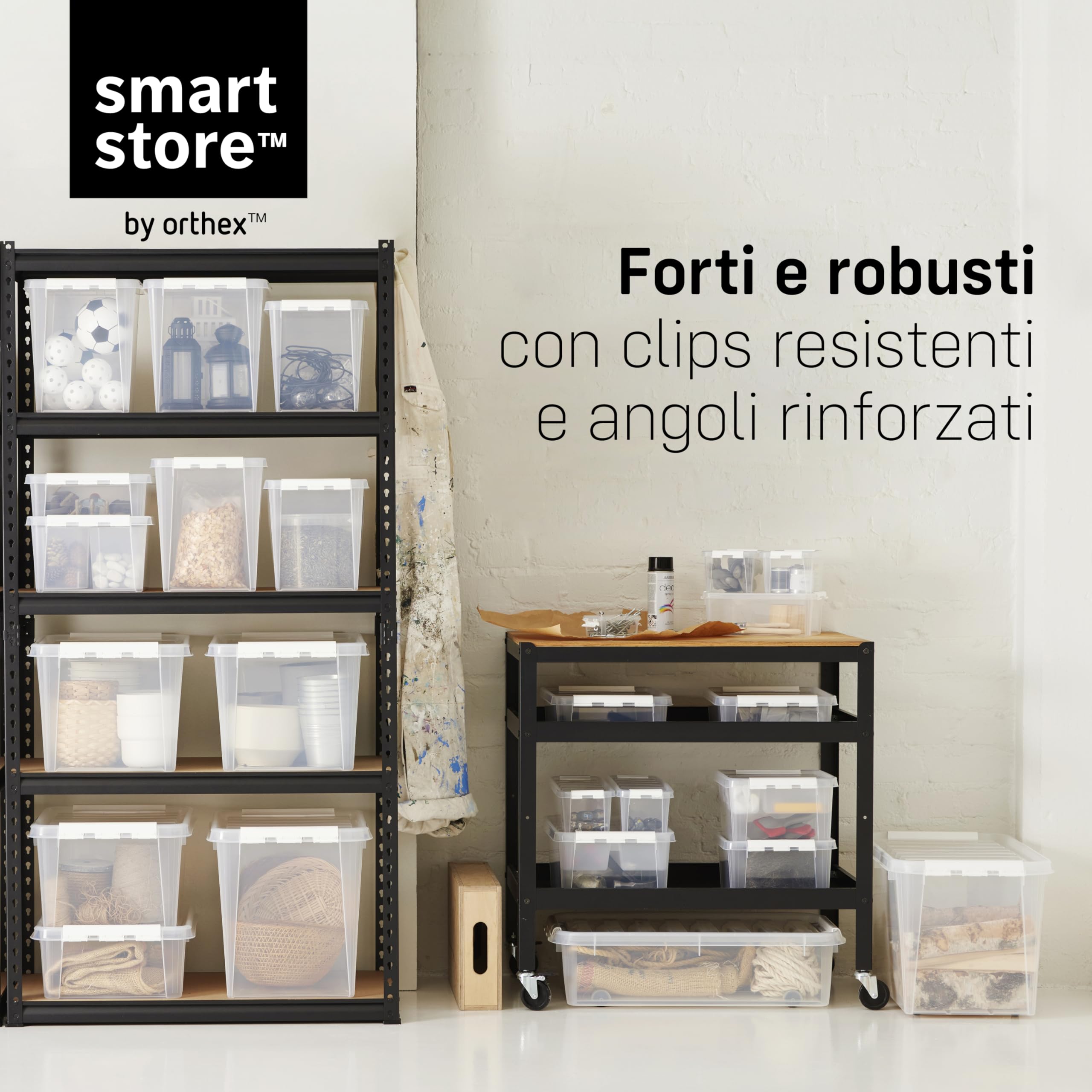 SmartStore Contenitori di plastica rinforzata e trasparenti con