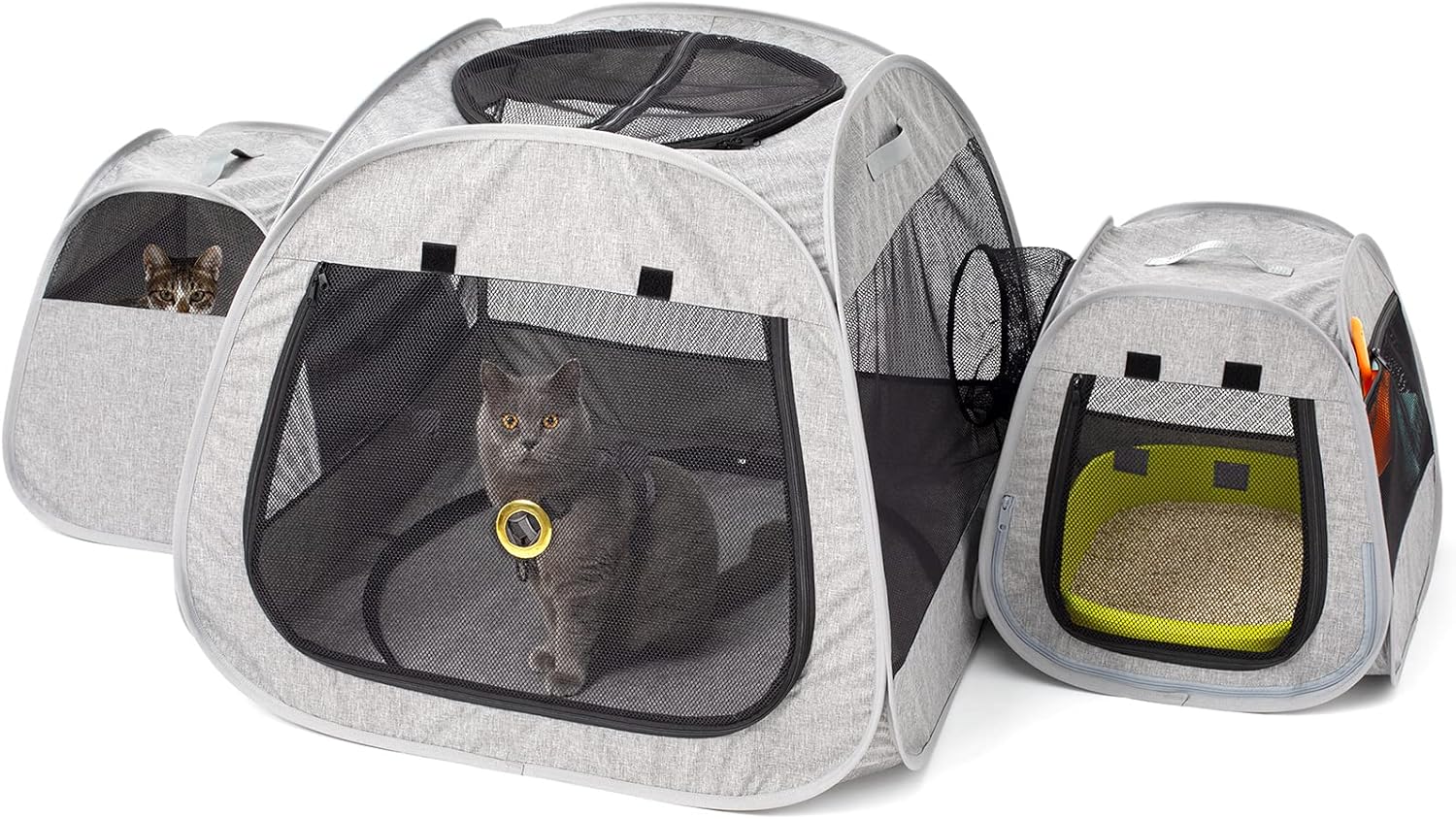 Portable Indoor Cat Playpen, Outdoor Trapezoidal Design