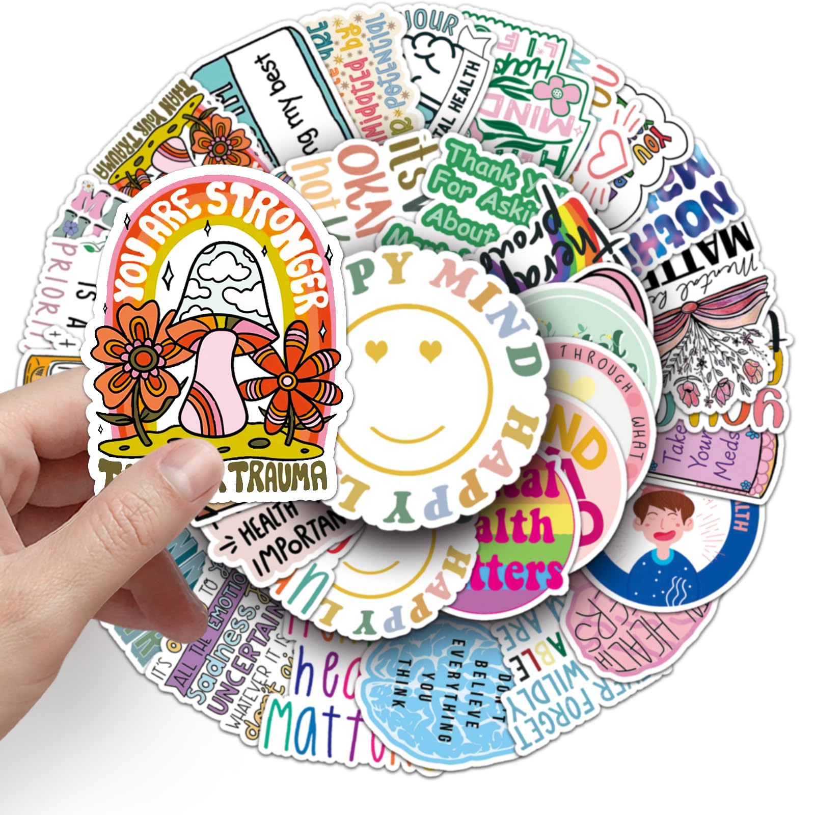 Mental Health Stickers for Laptop (50 PCS),Gift for Children Teens Adults Girl Boys,Waterproof Stickers for Water Bottle,Mental Health Vinyl Stickers for Scrapbook,Skateboard,Bike,Phone,Dairy - Image 3