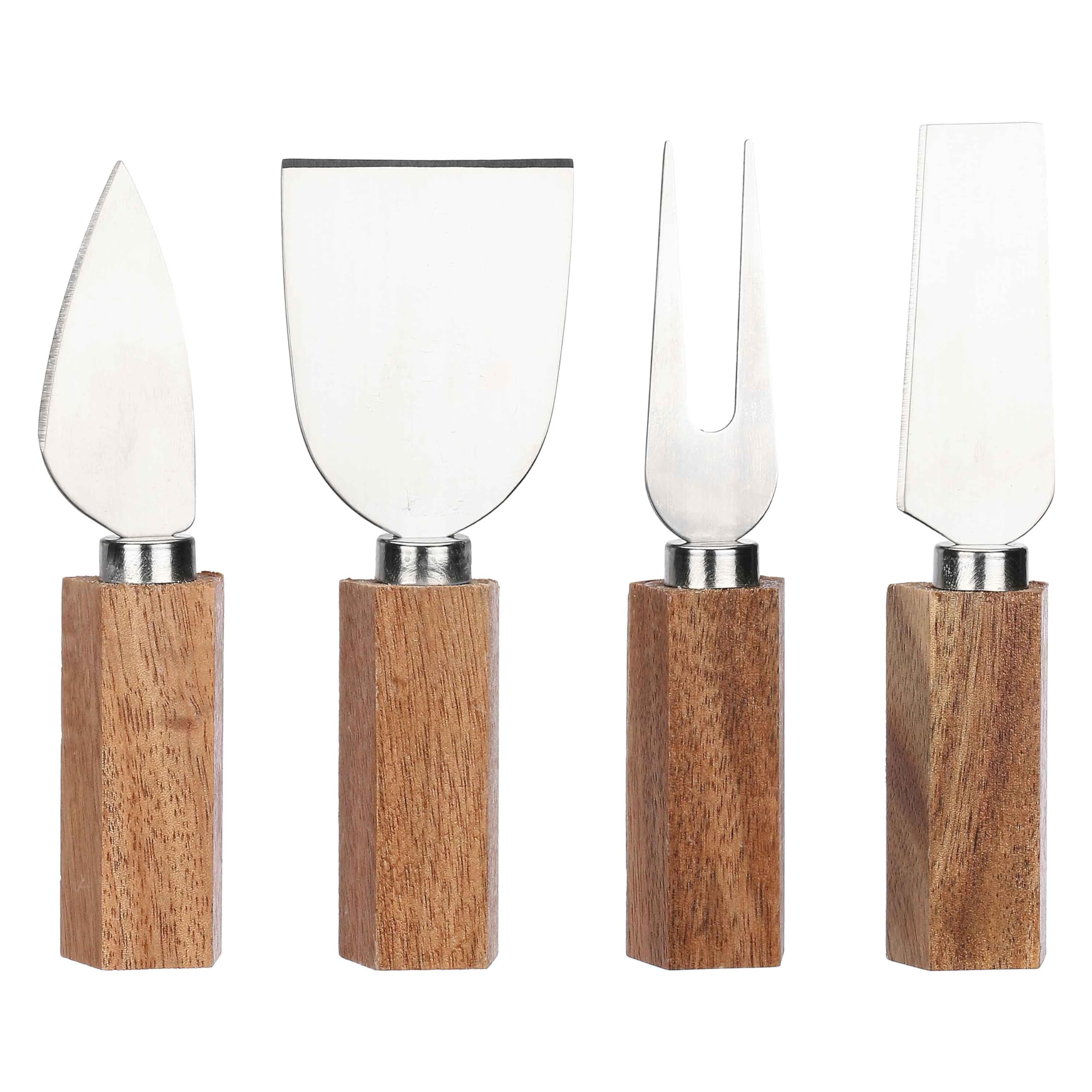 THUN - Set tagliere con coltelli formaggio - legno - Collezione Country Bloom - 25,1 X 25,1 X 4,3 CM
