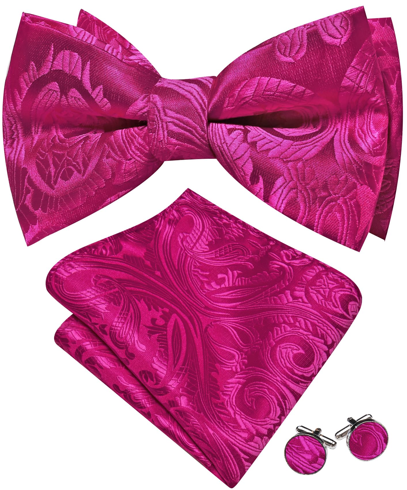 Barry.Wang Paisley Striped Bow Tie for Men Silk Pre-Tied Bowtie Set