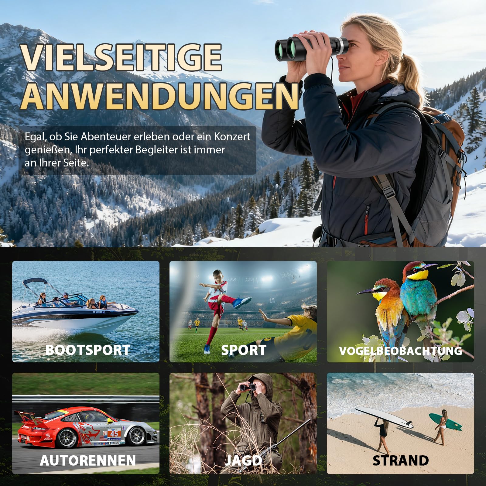 Sogries 12x42 hochauflösend Fernglas Erwachsene BAK4/FMC Prismen + Brillenträger-Stativ-Set für Vogelbeobachtung Outdoor